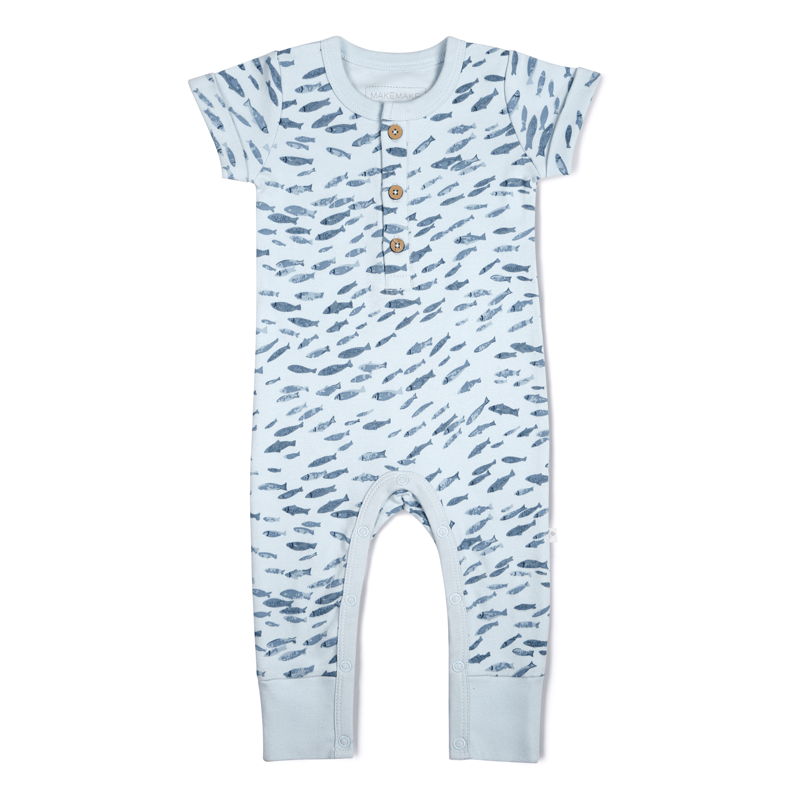 Organic Baby Short Sleeve Button Romper - Minnow Makemake Organics   