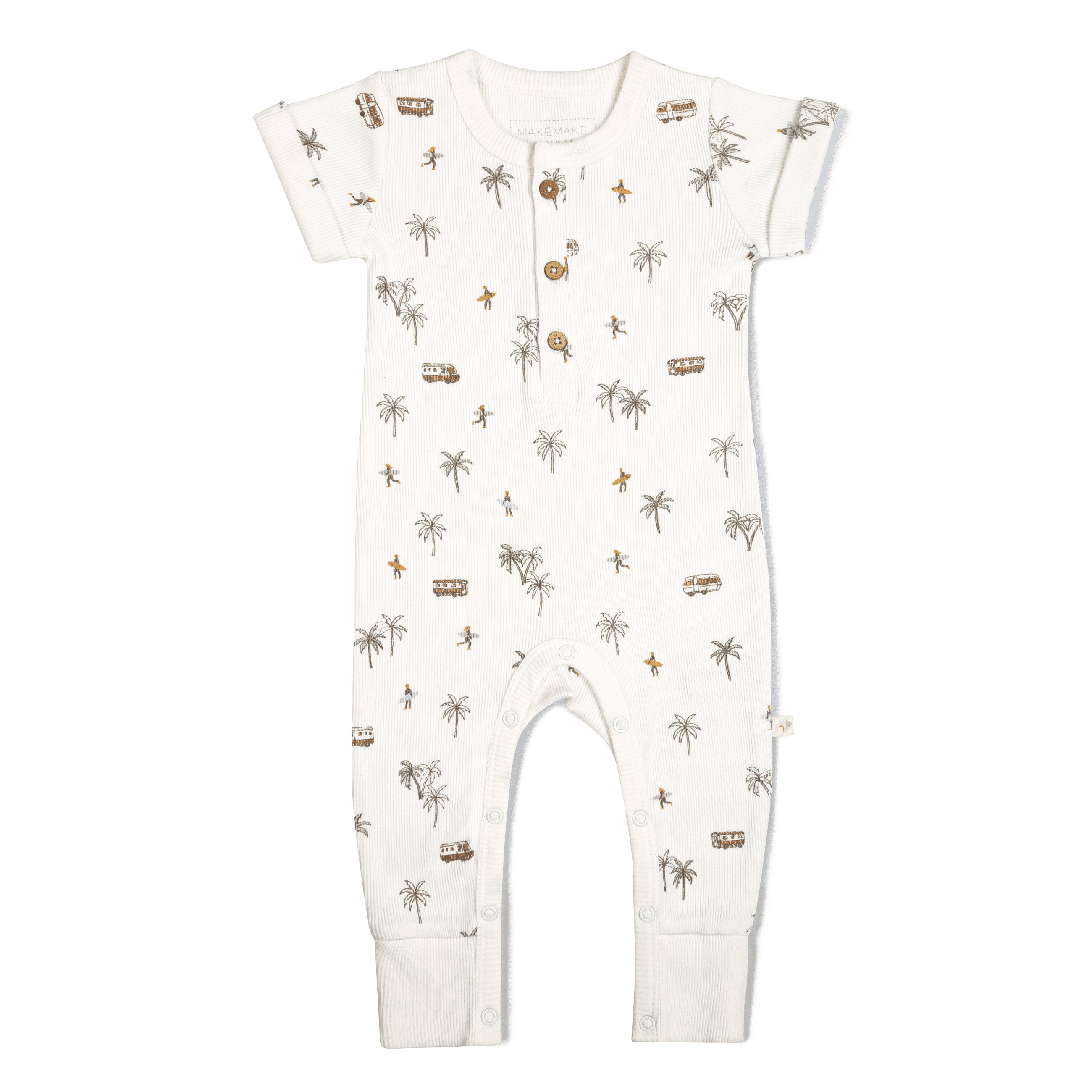 Organic Baby Short Sleeve Button Romper - Malibu Makemake Organics   