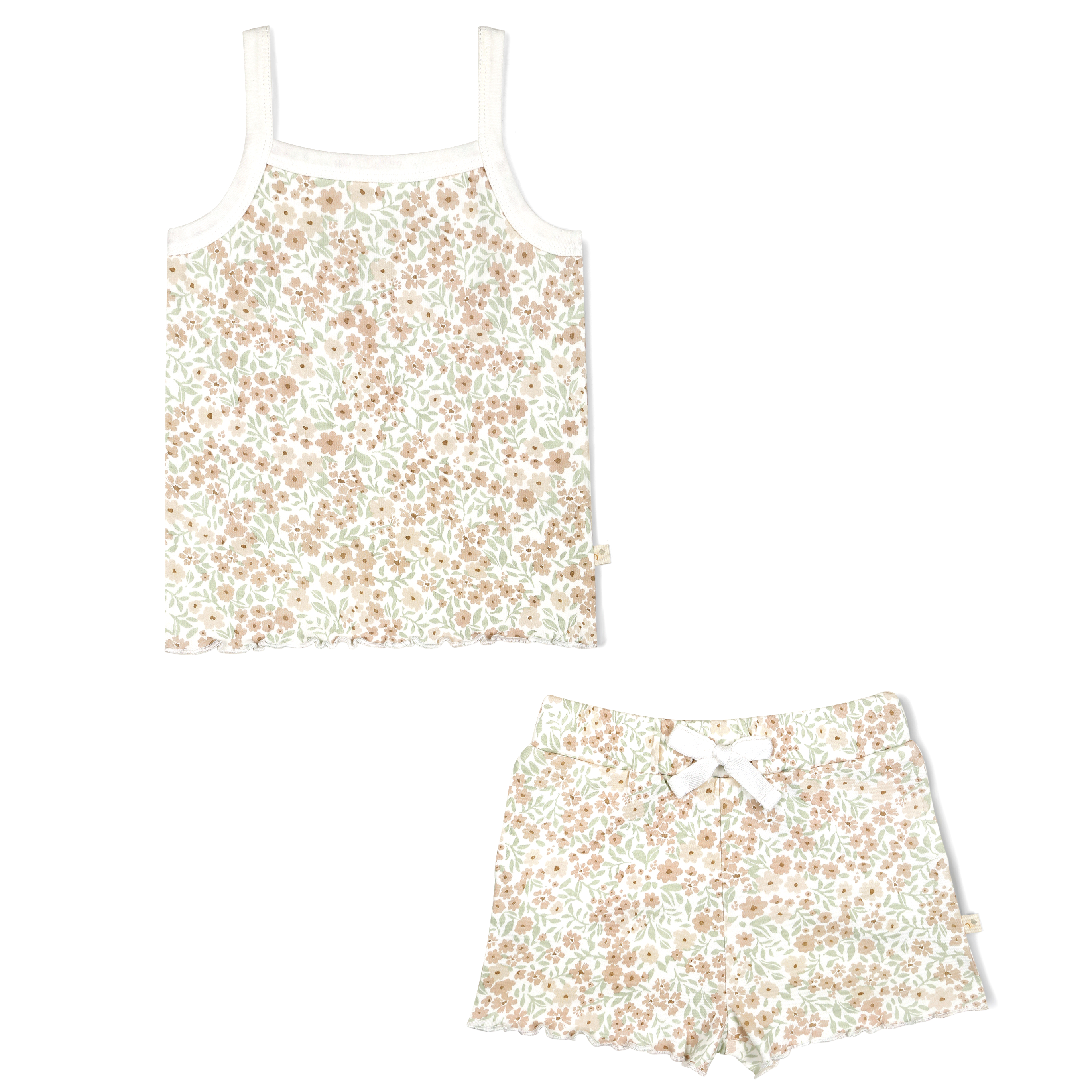 Organic Girls Spaghetti Top & Shorts Set - Summer Floral Makemake Organics   