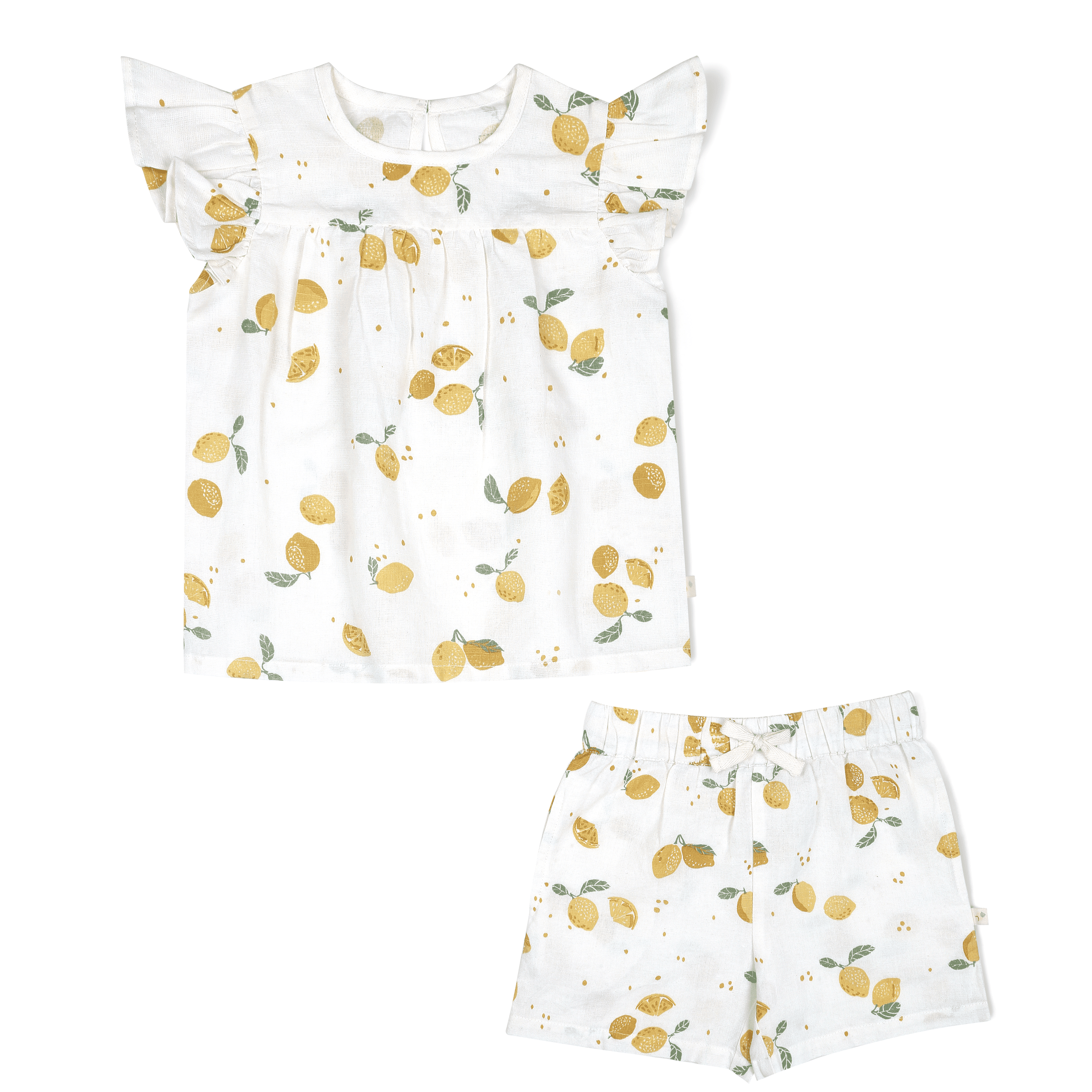 Organic Girls Flutter Top and Shorts Outfit - Citron Makemake Organics   