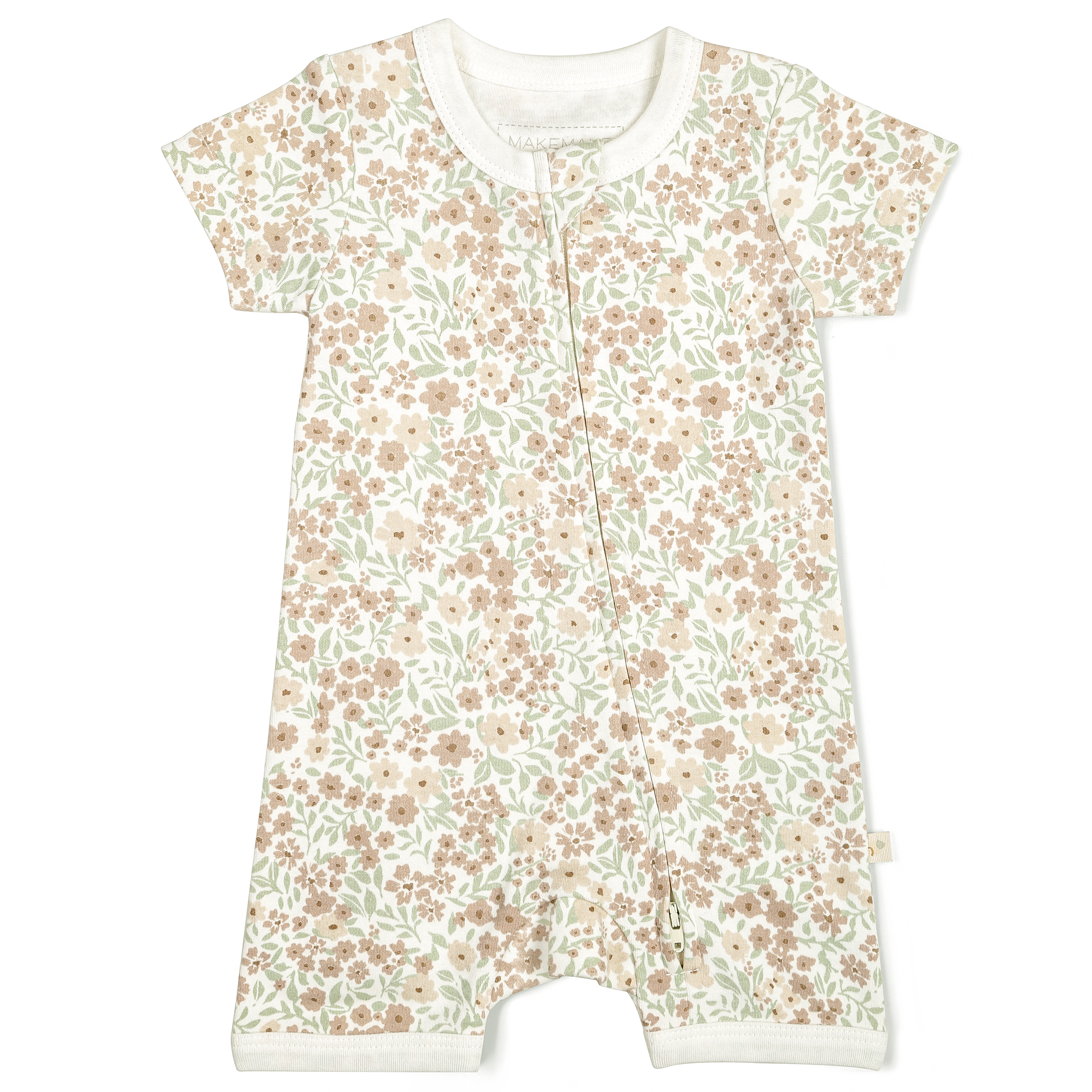 Organic Baby Short Zip Romper - Summer Floral Makemake Organics   