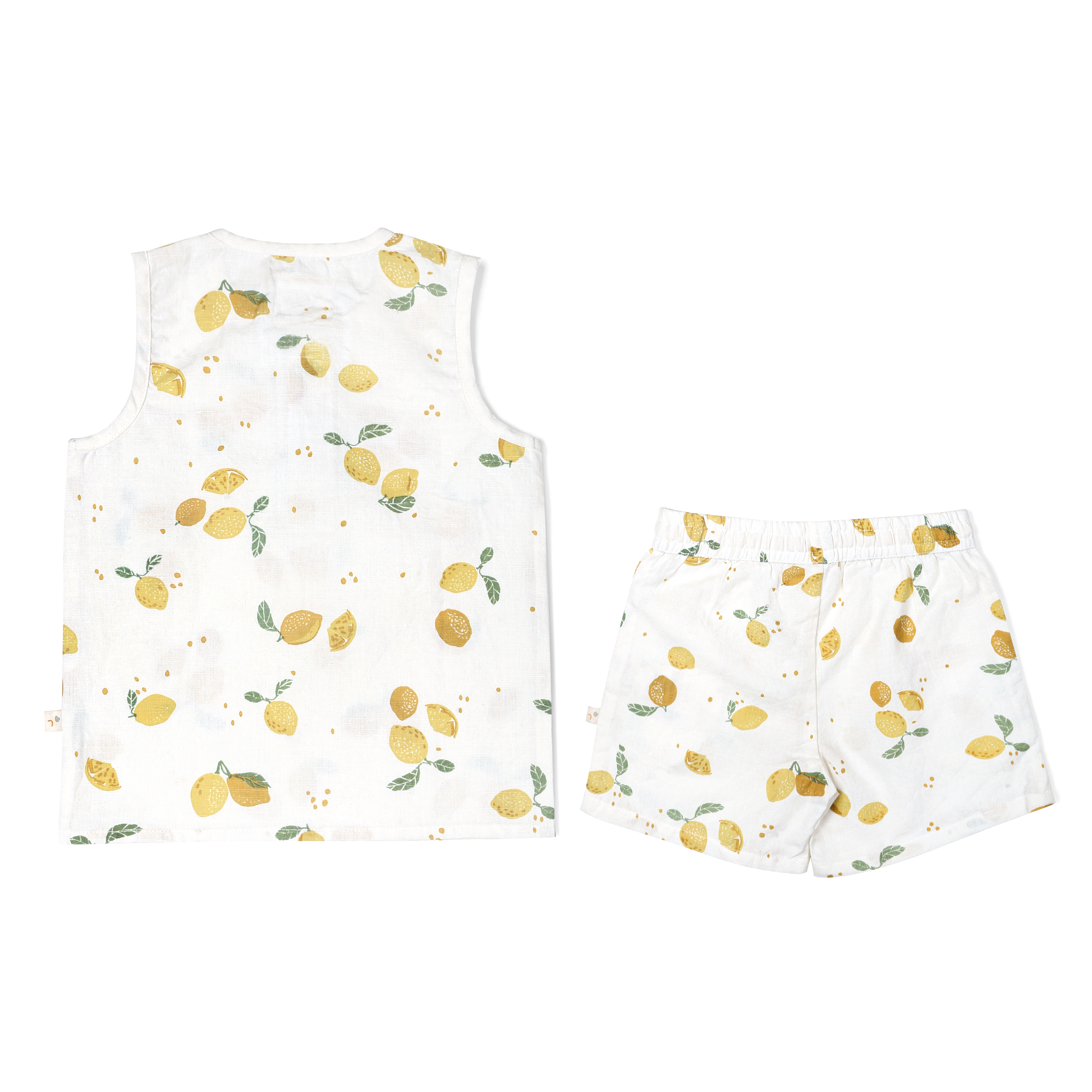 Organic Kids Tank and Shorts Outfit Linen - Citron Makemake Organics   