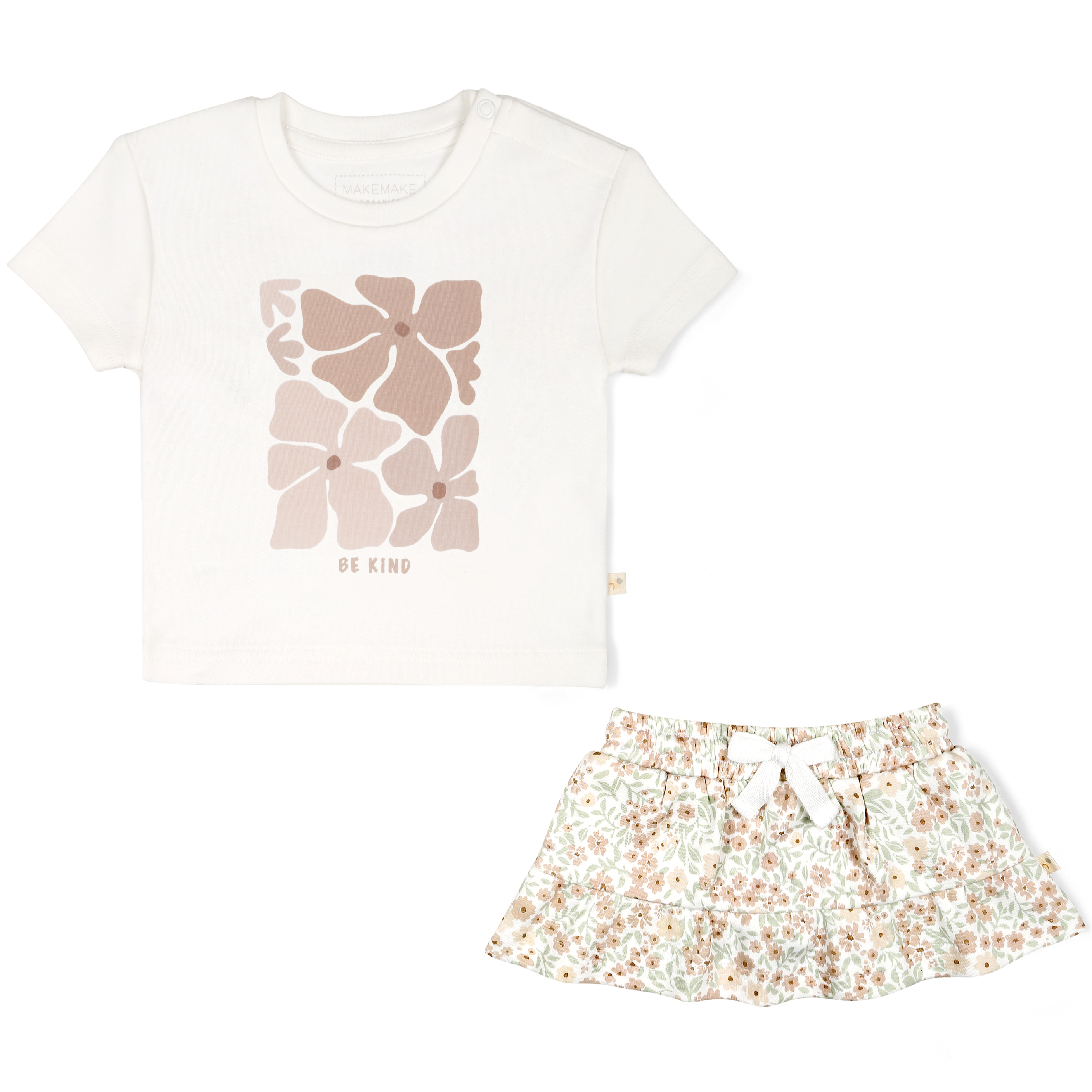 Organic Girls Tee and Skort Outfit - Summer Floral Makemake Organics   