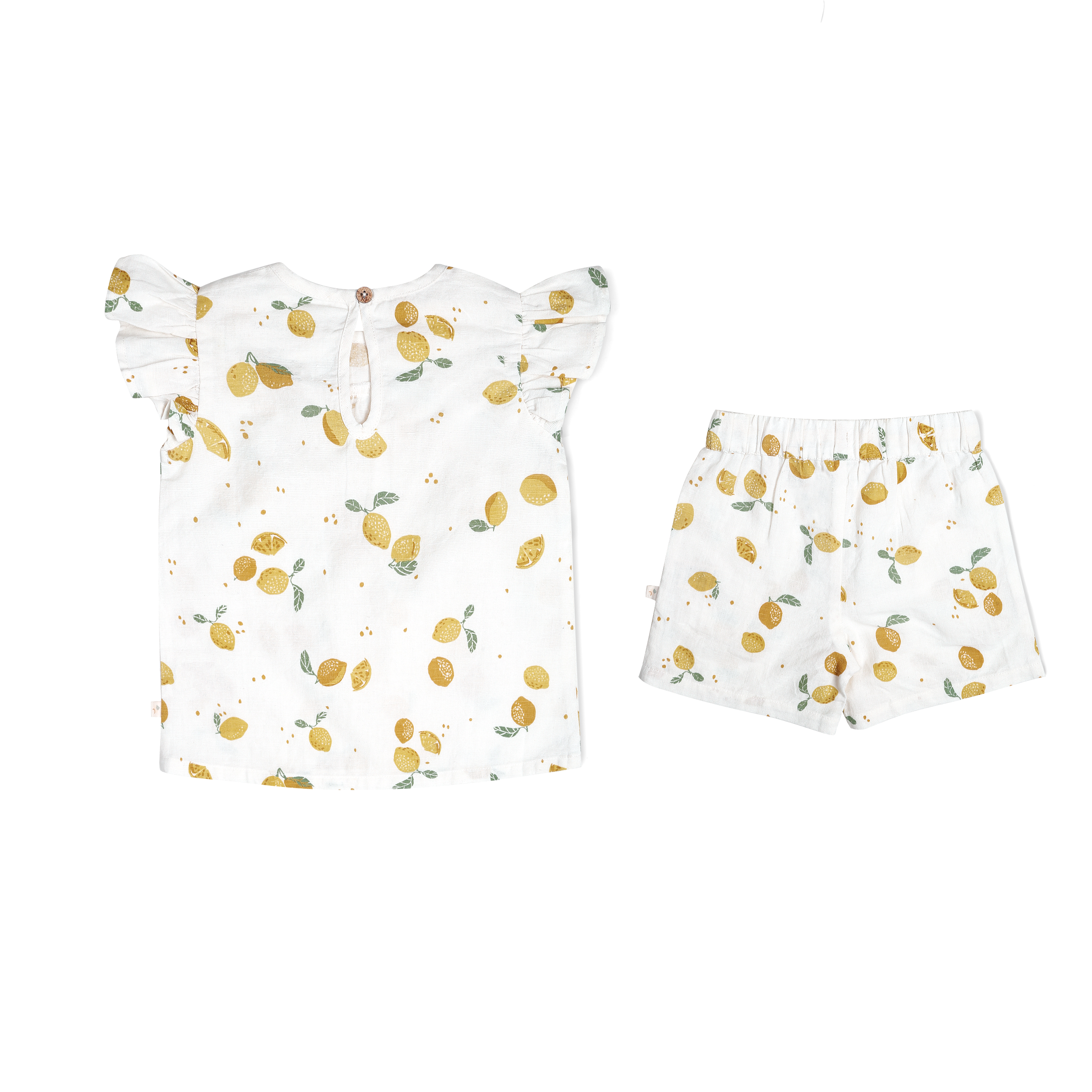 Organic Girls Flutter Top and Shorts Outfit - Citron Makemake Organics   