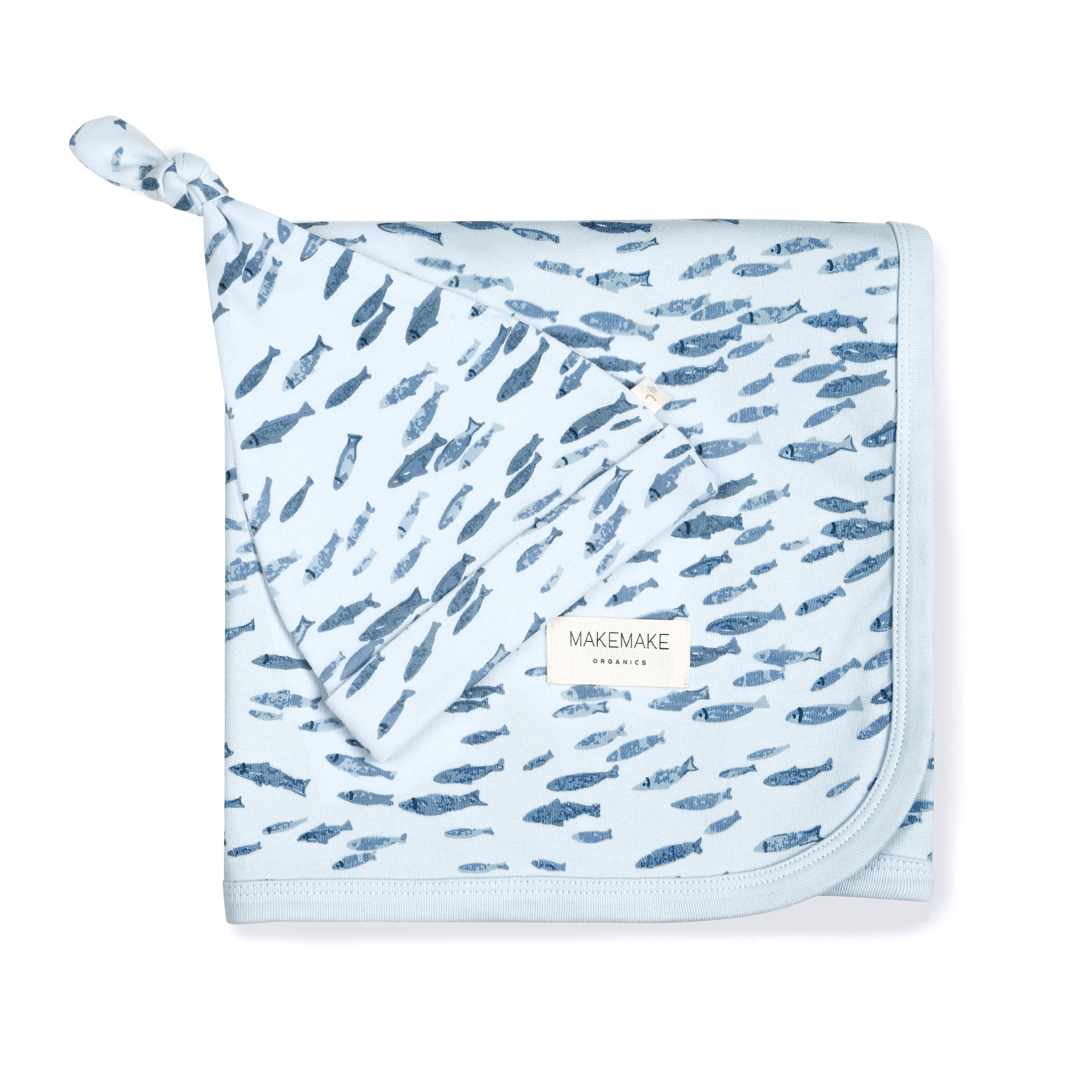 Organic Baby Swaddle Blanket & Hat - Minnow Makemake Organics   