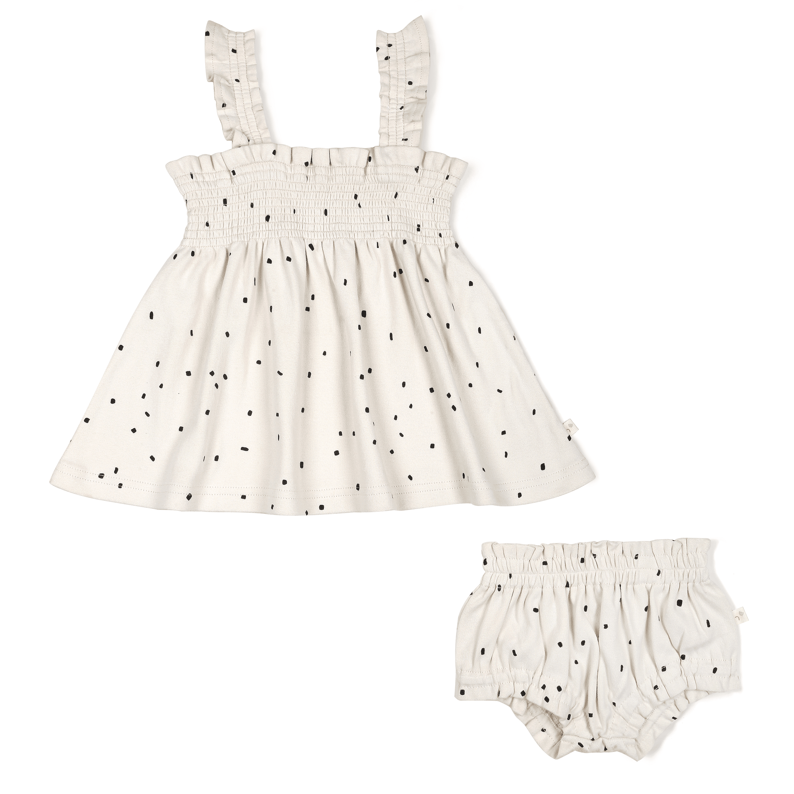 Organic Baby Girls Smocked Dress - Pixie Dots Makemake Organics   