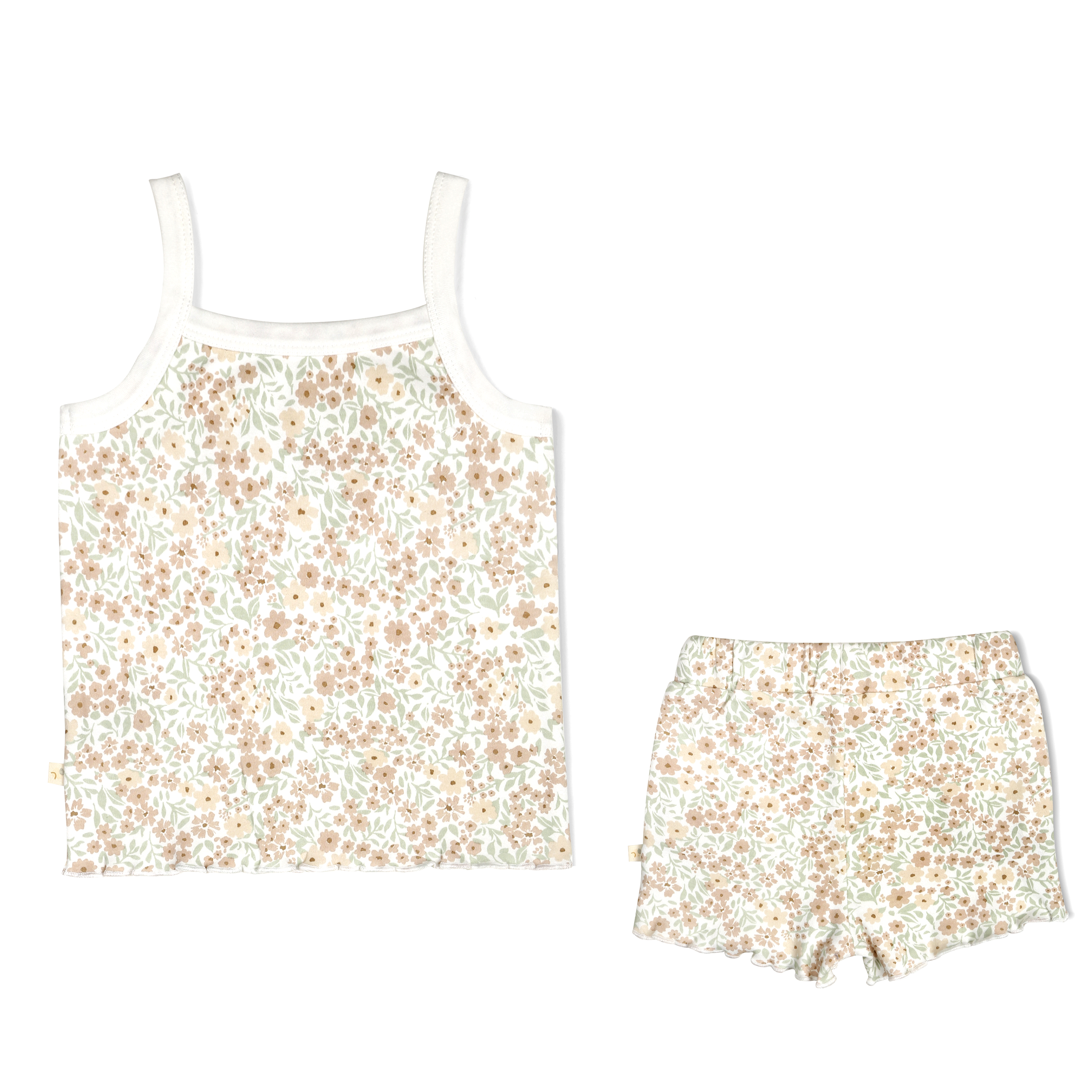 Organic Girls Spaghetti Top & Shorts Set - Summer Floral Makemake Organics   