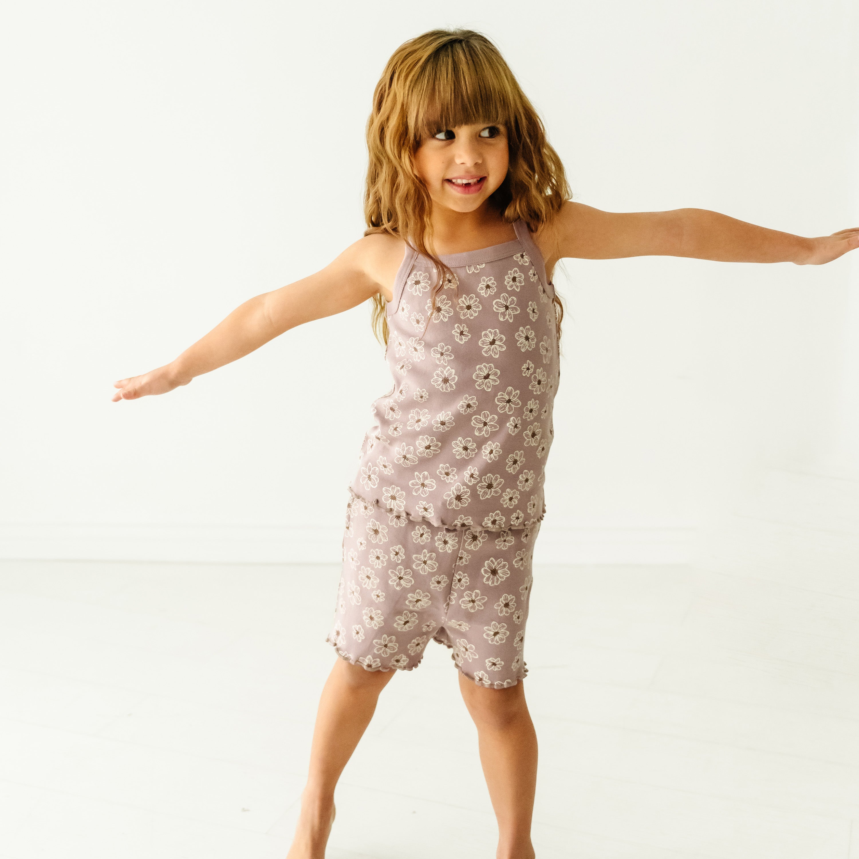 Organic Girls Spaghetti Top & Shorts Set - Daisies Makemake Organics   