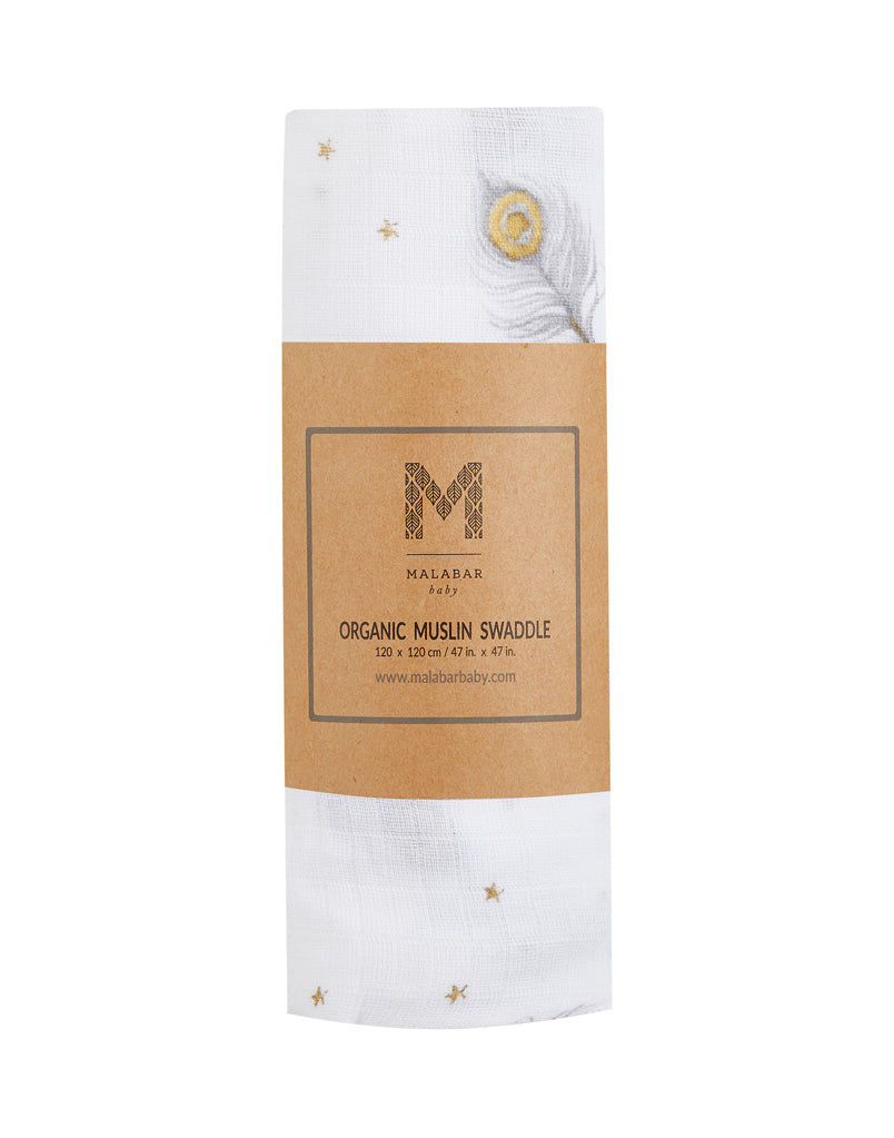 Organic Swaddle - Magical Feathers Malabar Baby   