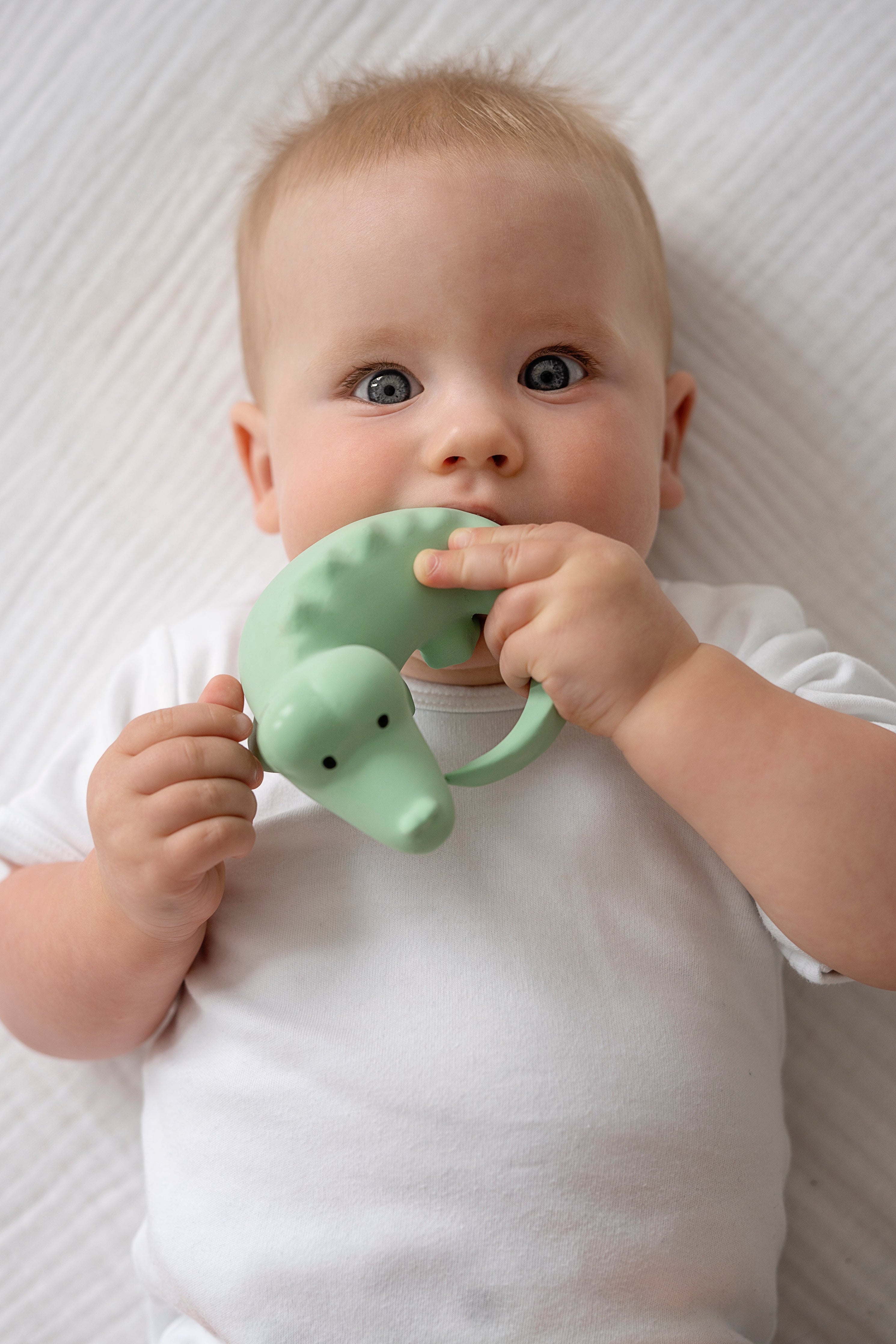 Crocodile Organic Natural Rubber Rattle, Teether & Bath Toy Tikiri Toys   