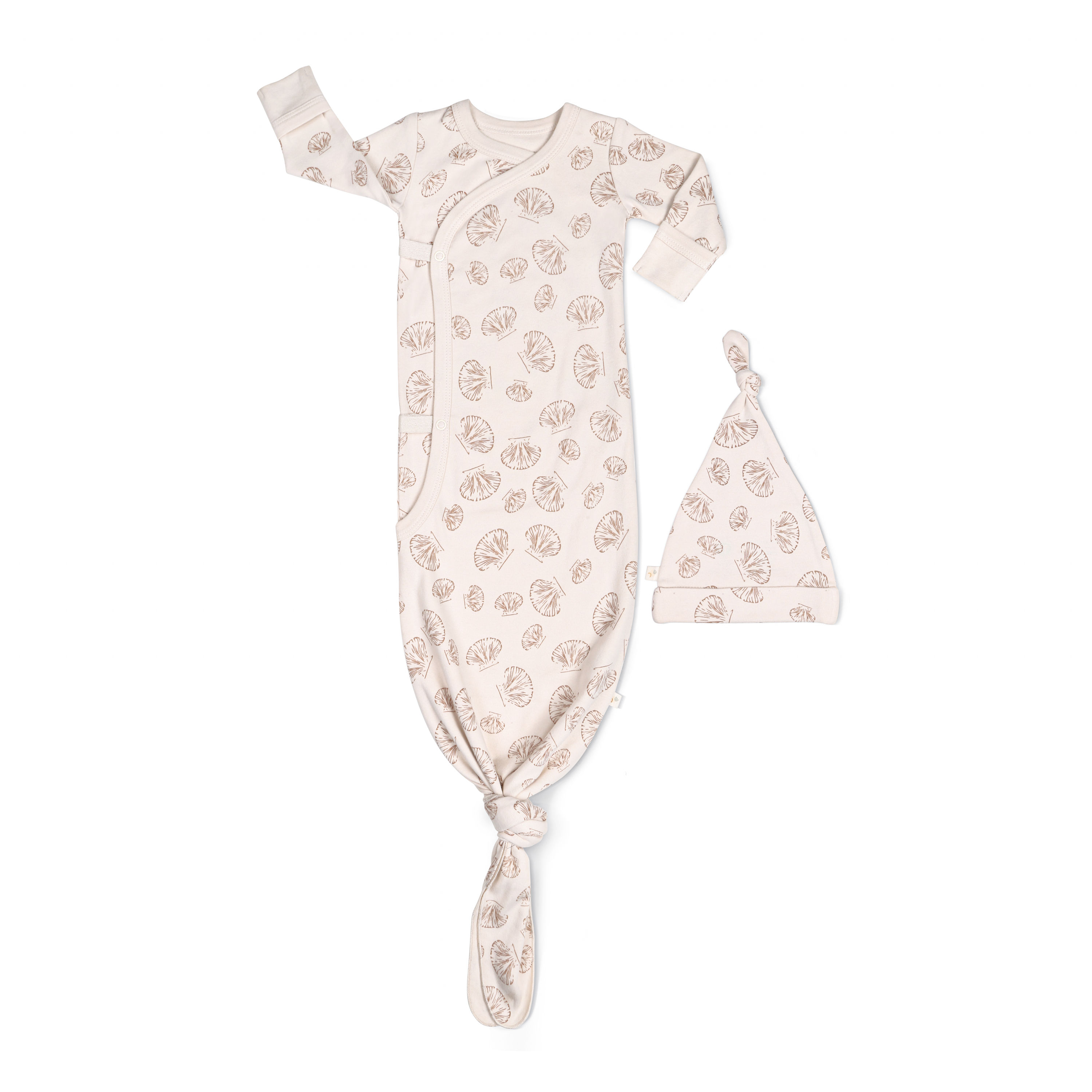 Organic Baby Sleep Gown Knotted - Seashells Makemake Organics   