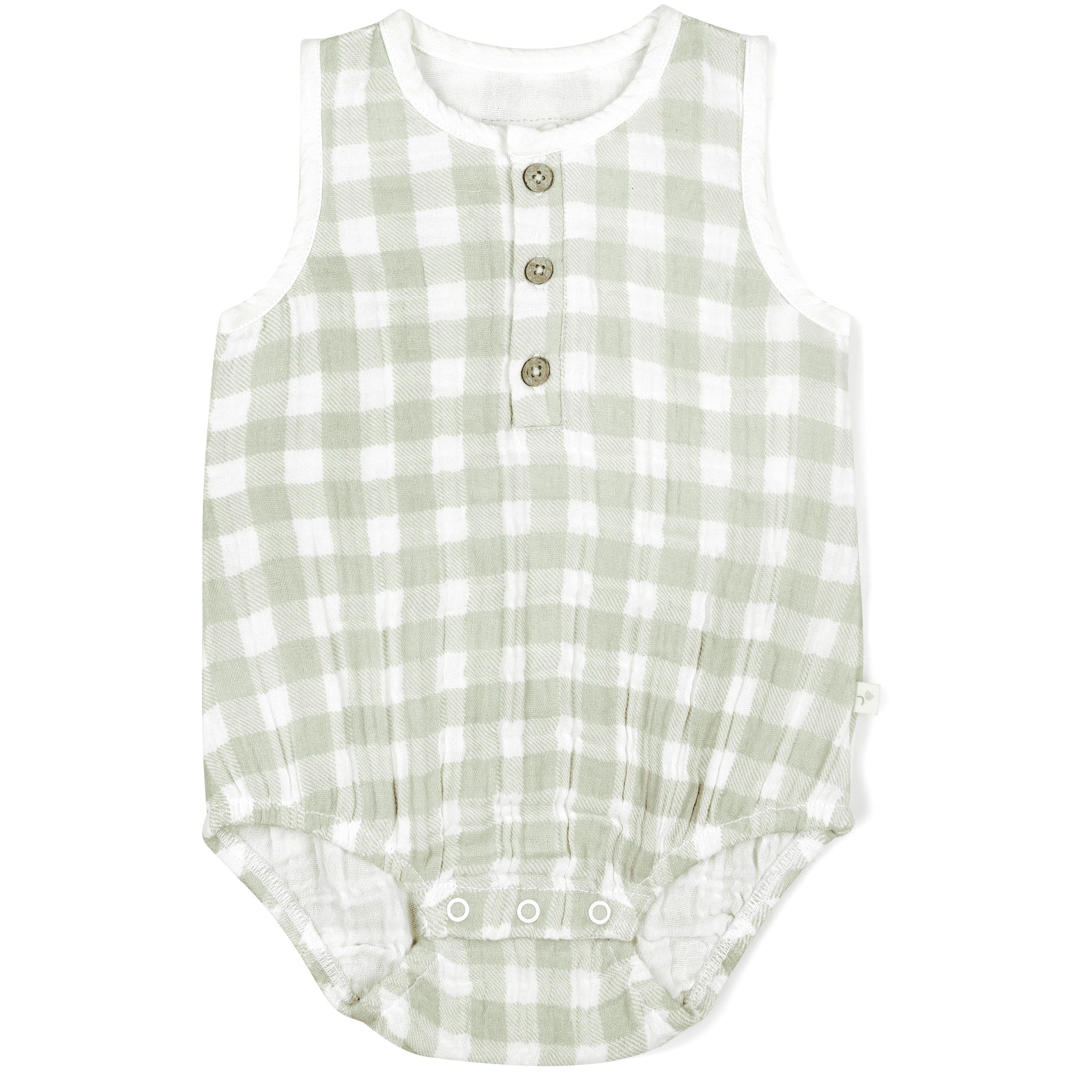 Organic Baby Bubble Onesie Muslin - Gingham Makemake Organics   