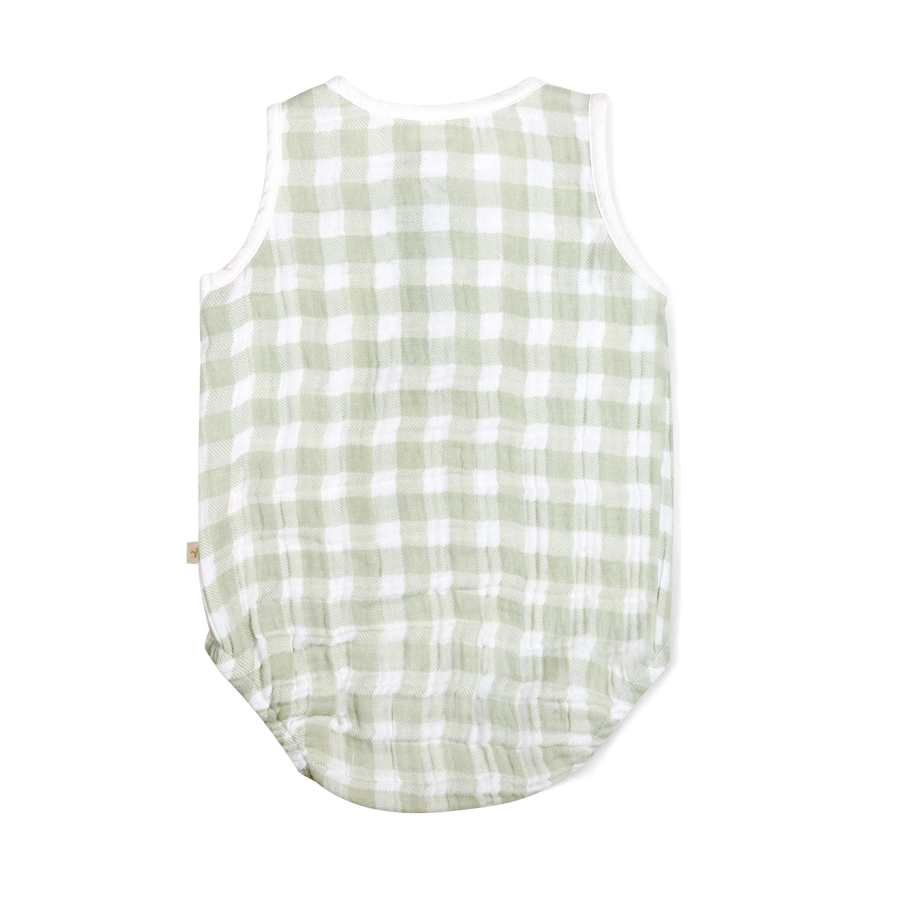 Organic Baby Bubble Onesie Muslin - Gingham Makemake Organics   