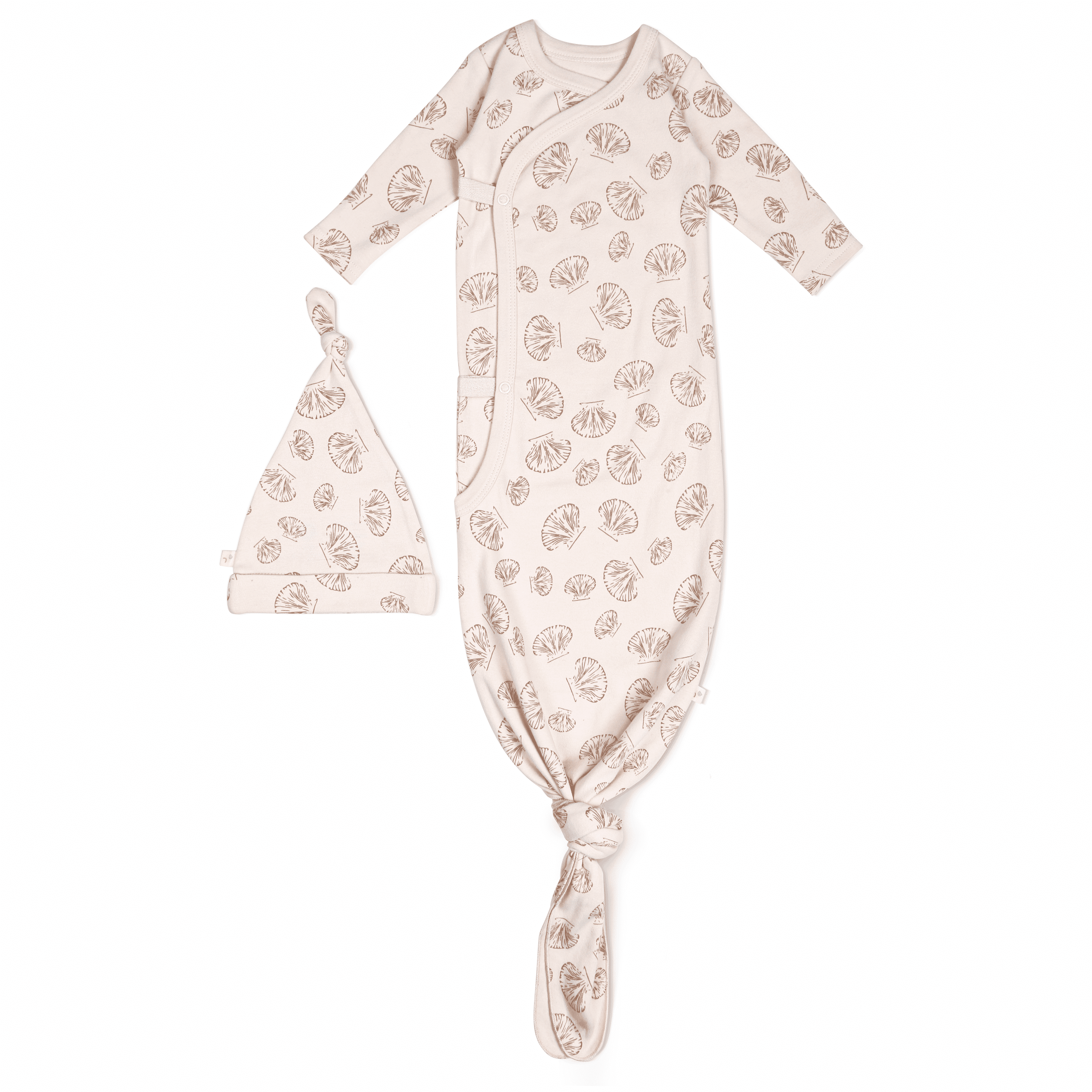 Organic Baby Sleep Gown Knotted - Seashells Makemake Organics   