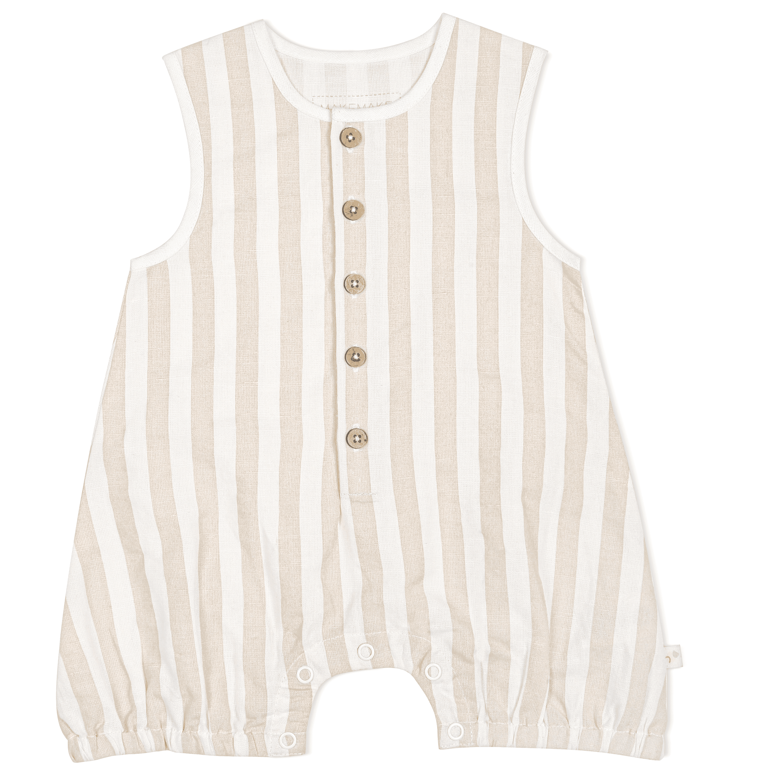 Organic Baby Bubble Romper - Beige Stripes Makemake Organics   