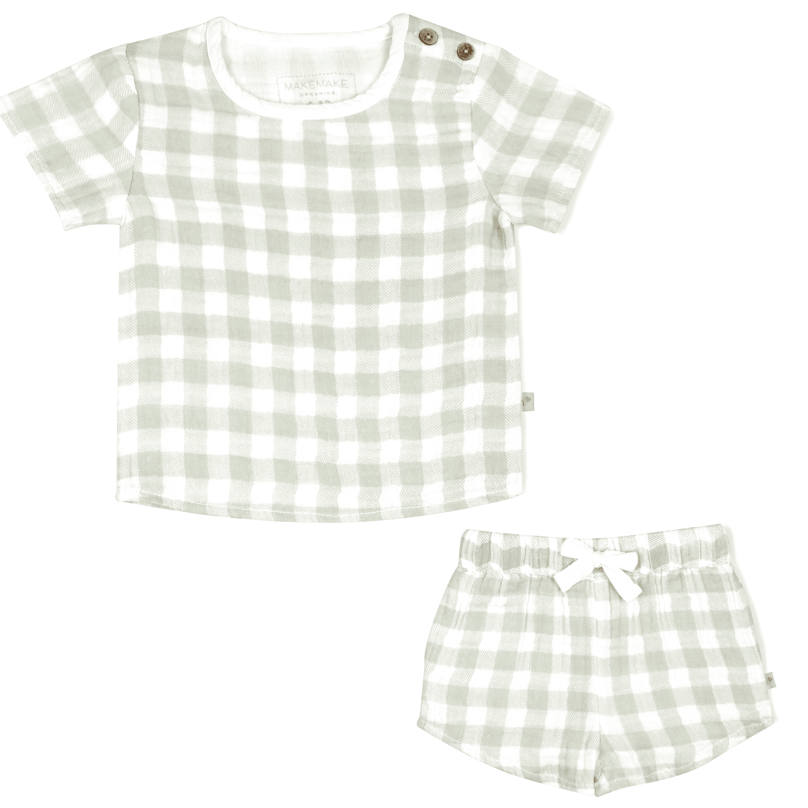 Organic Baby Toddler Top and Shorts Set - Gingham Makemake Organics   