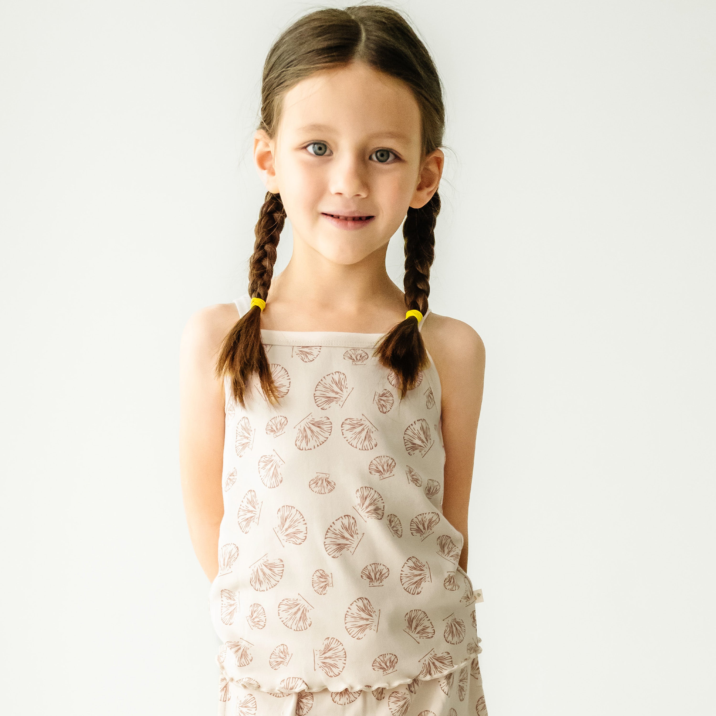 Organic Girls Spaghetti Top & Shorts Set - Seashells Makemake Organics   