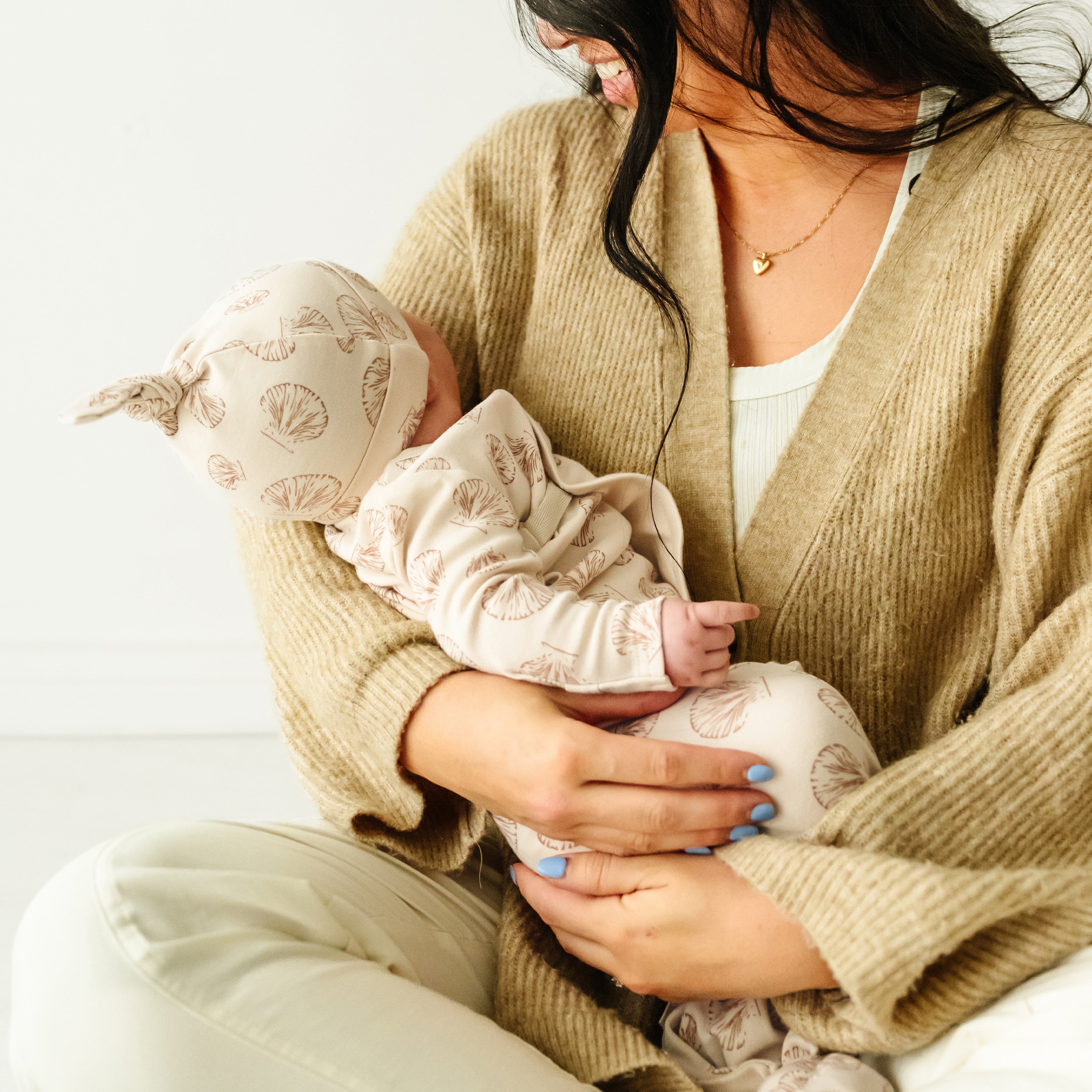 Organic Baby Sleep Gown Knotted - Seashells Makemake Organics   