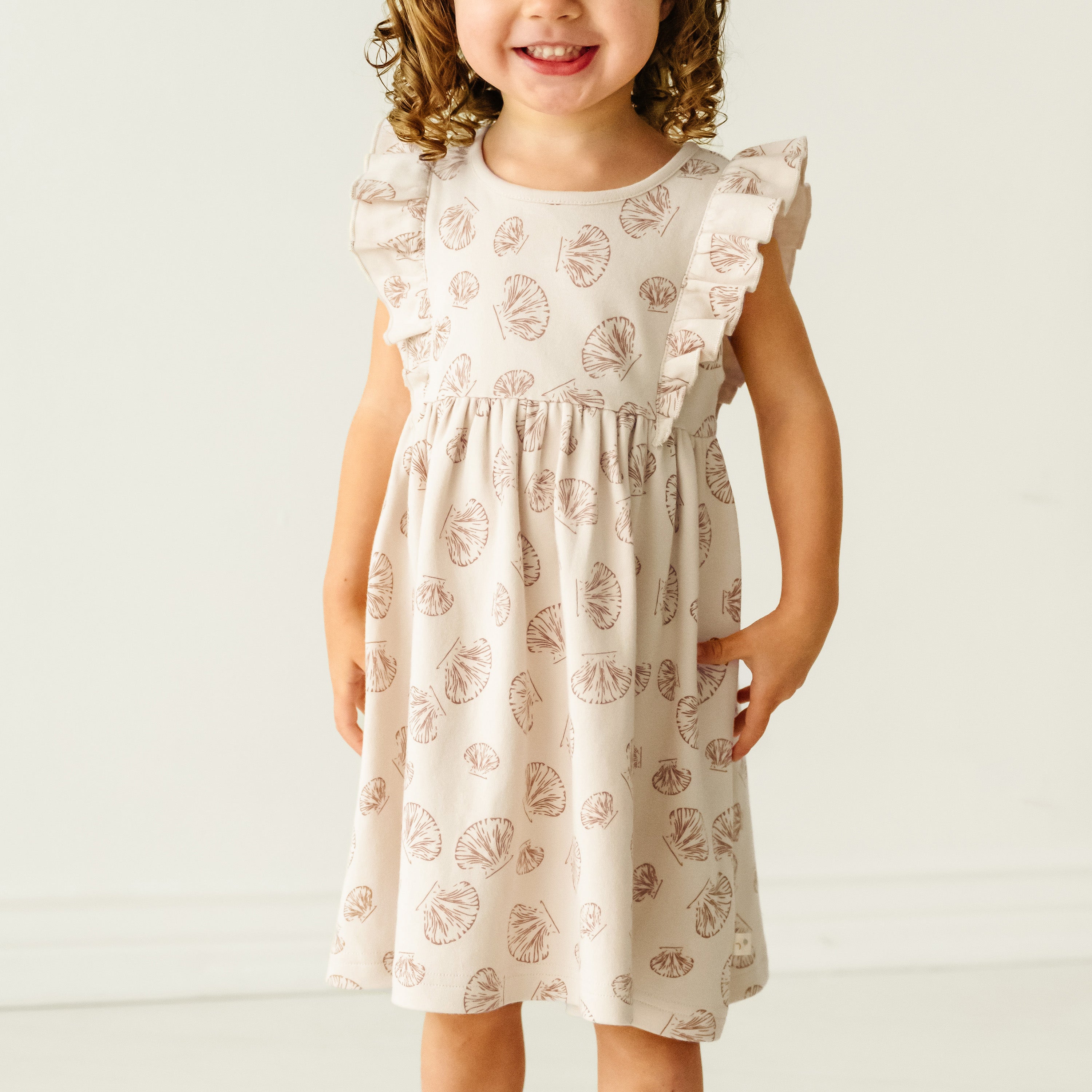 Organic Baby Flutter Dress - Seashells Makemake Organics   