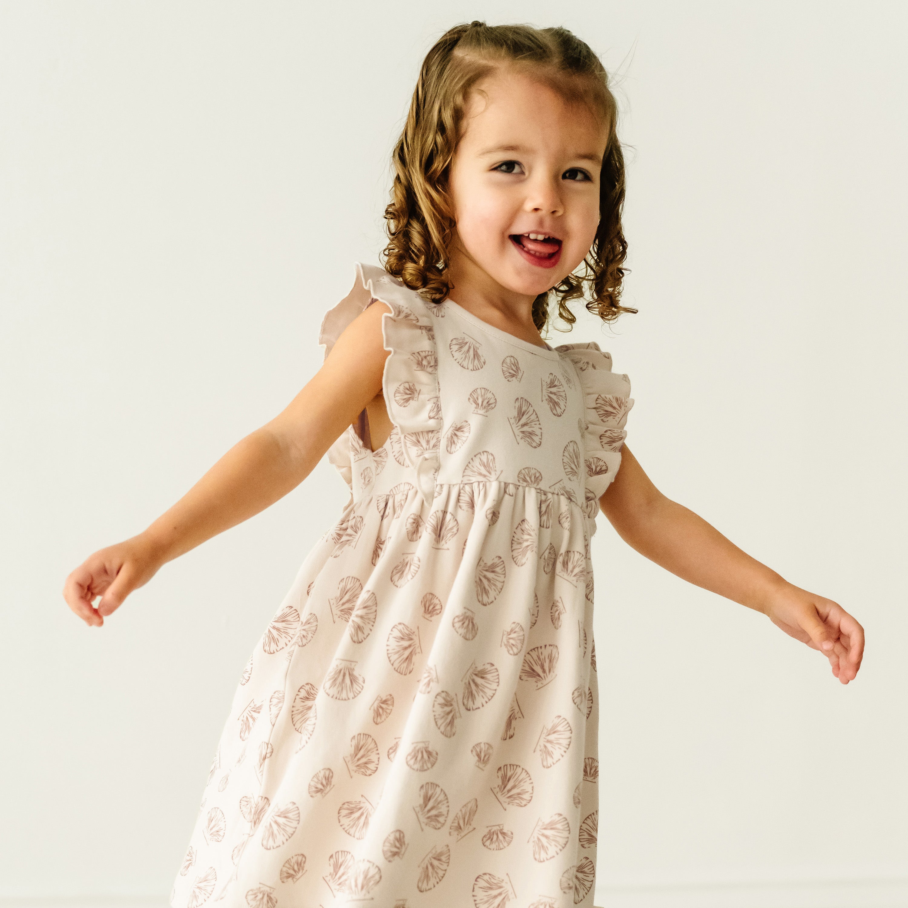 Organic Baby Flutter Dress - Seashells Makemake Organics   