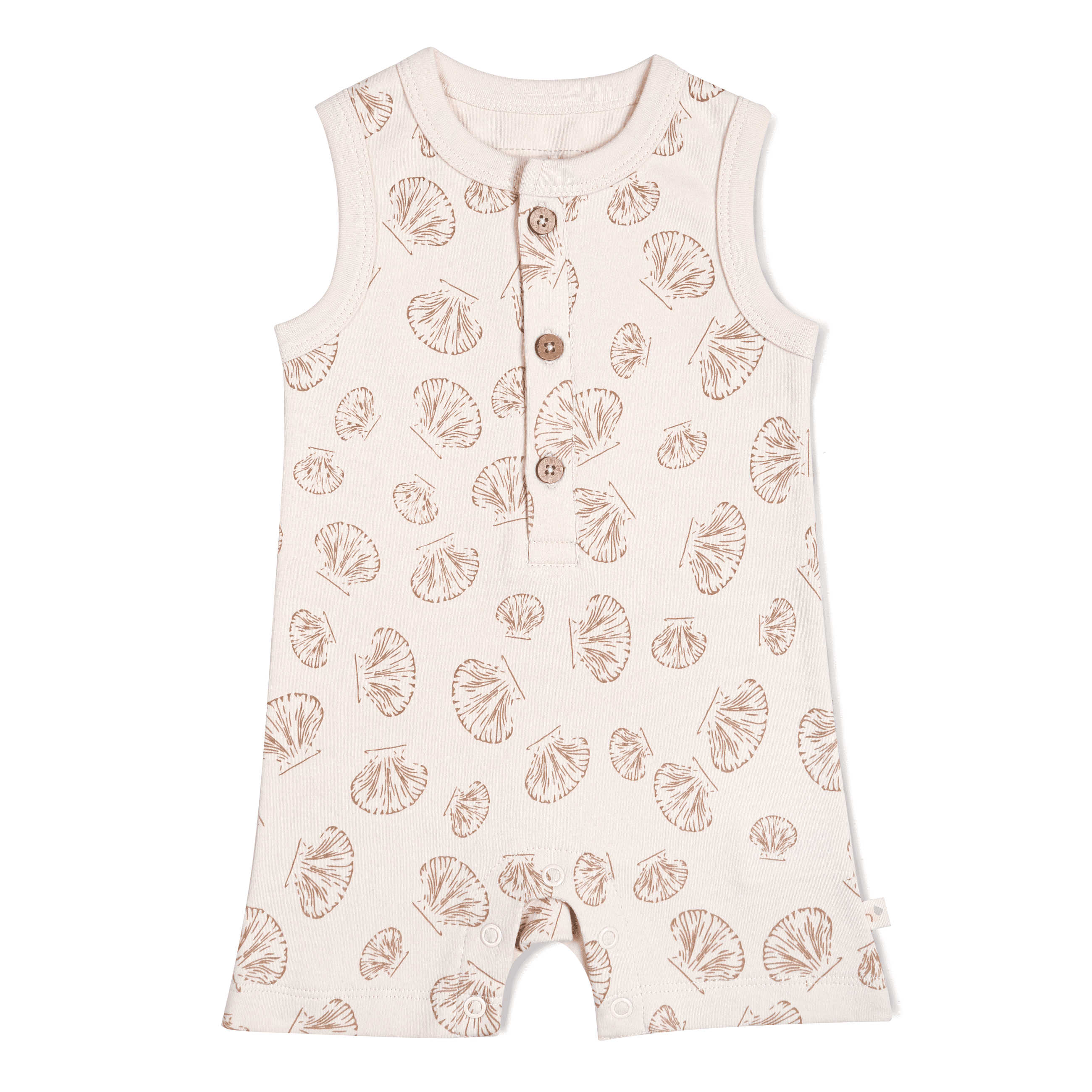 Organic Baby Short Romper - Seashells Makemake Organics   