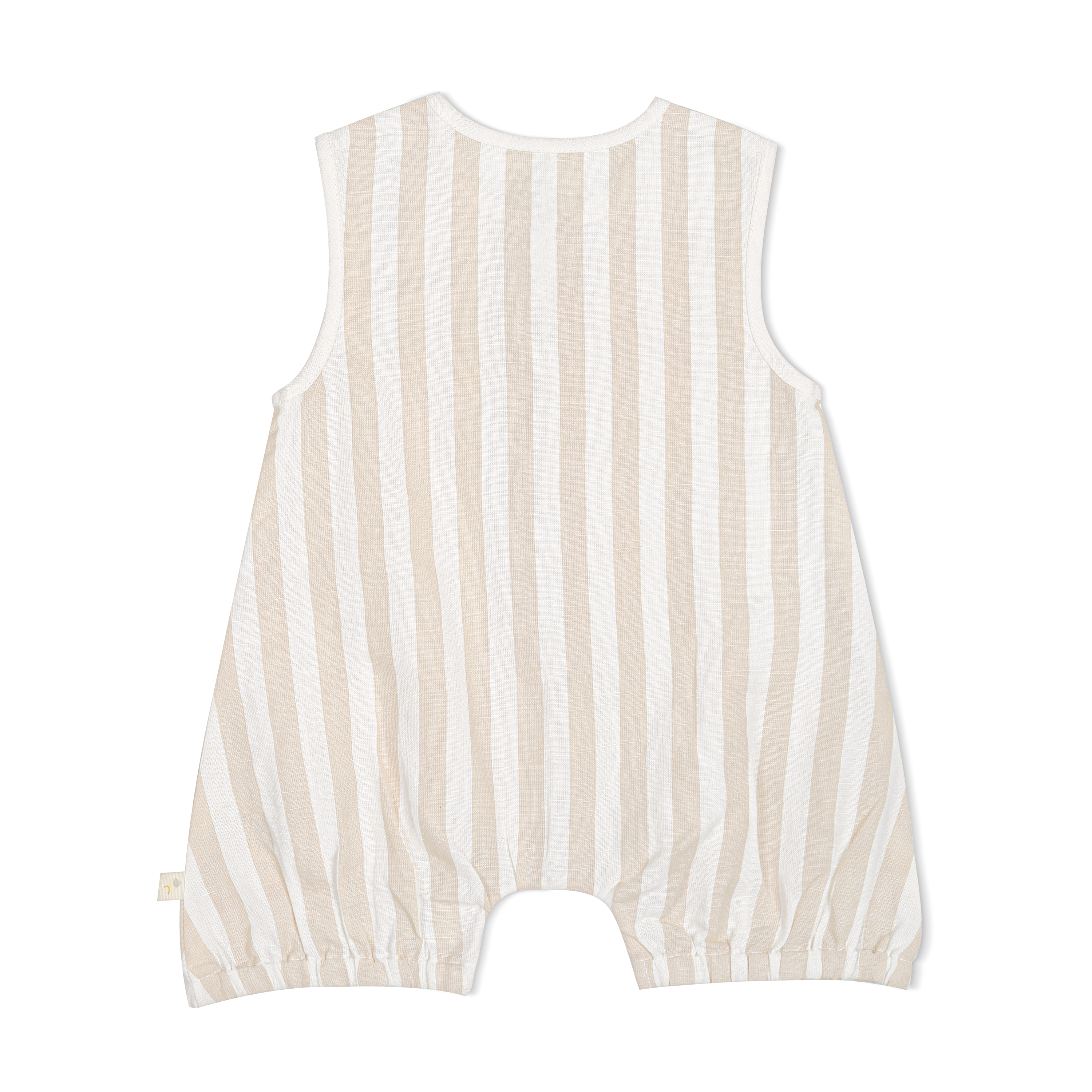 Organic Baby Bubble Romper - Beige Stripes Makemake Organics   