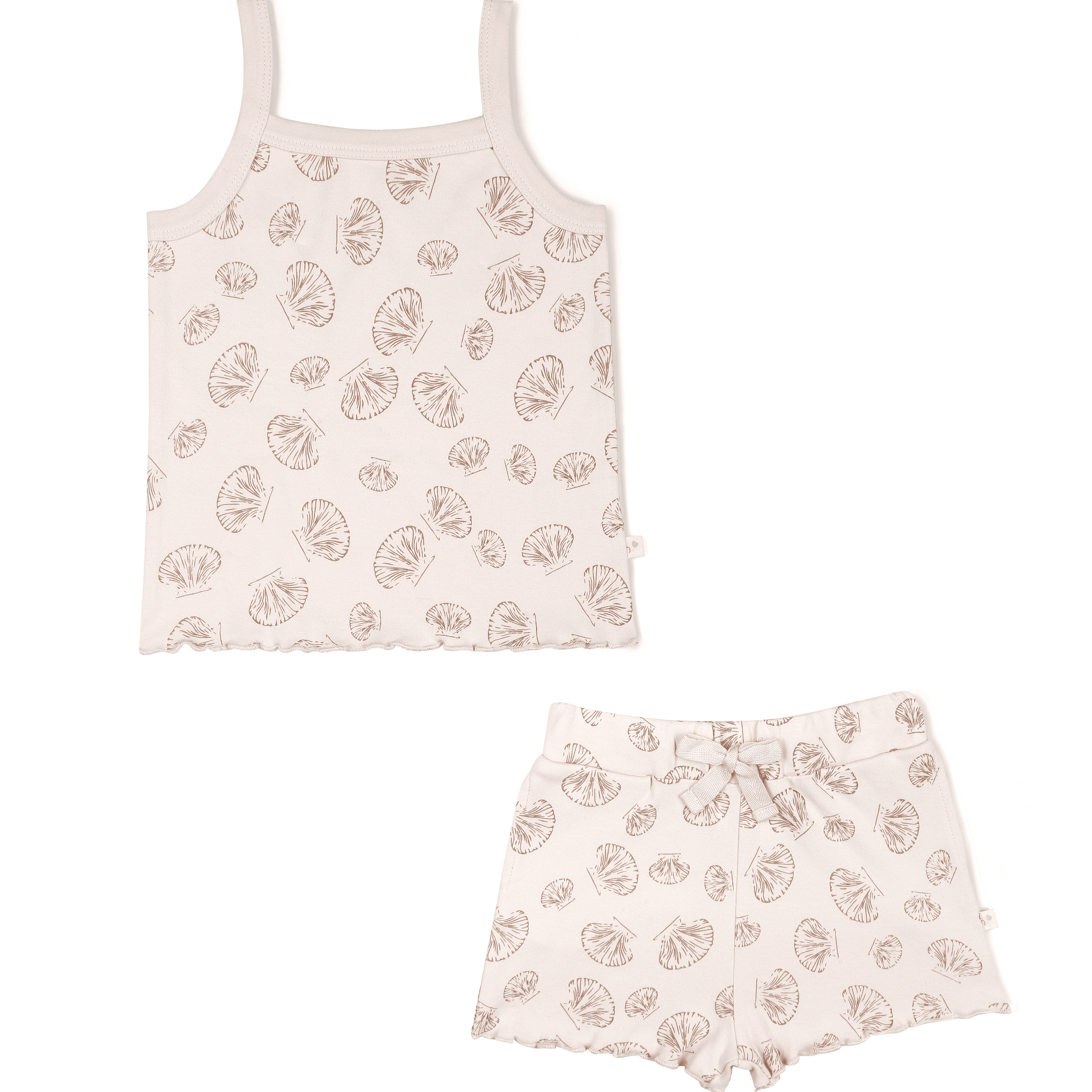 Organic Girls Spaghetti Top & Shorts Set - Seashells Makemake Organics   