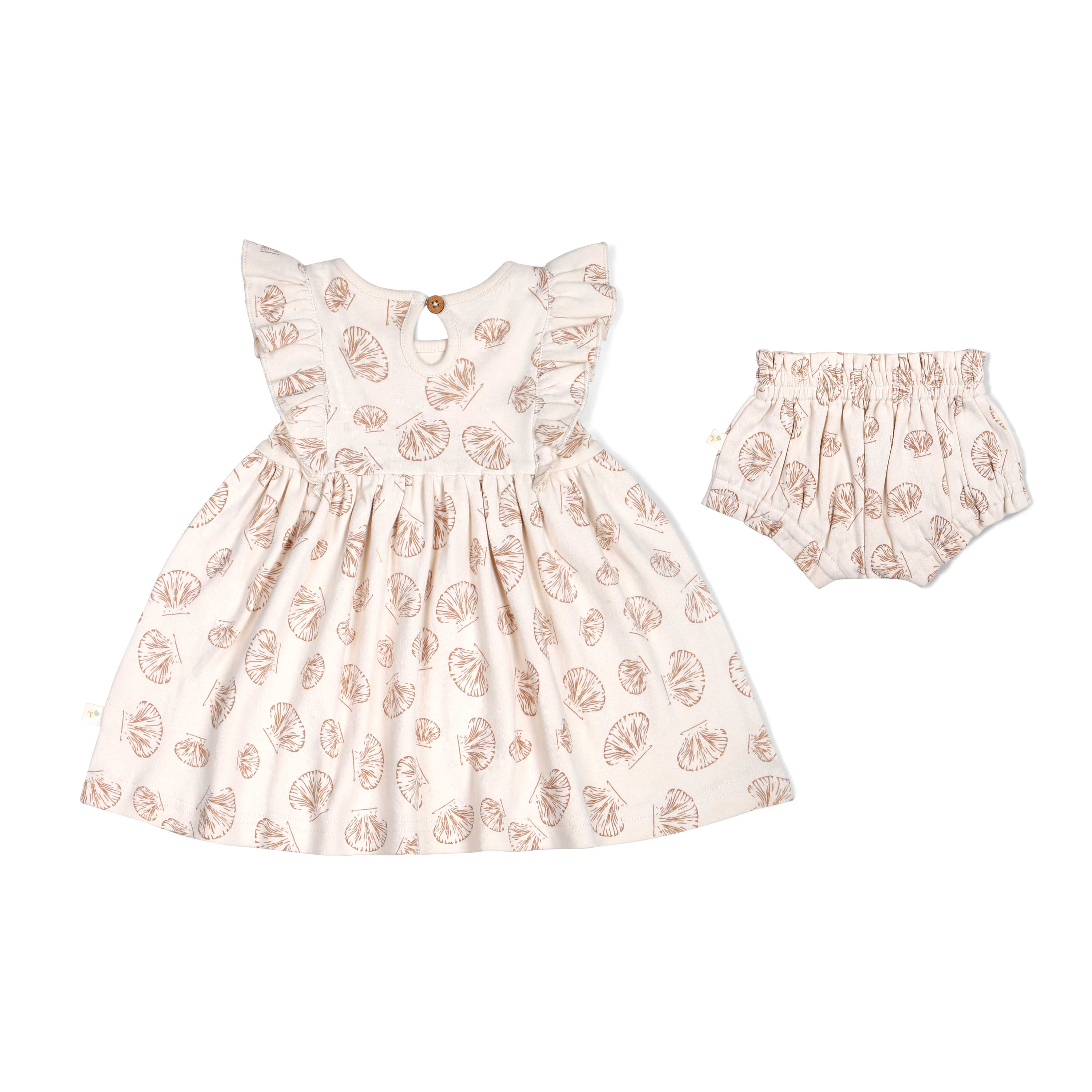 Organic Baby Flutter Dress - Seashells Makemake Organics   