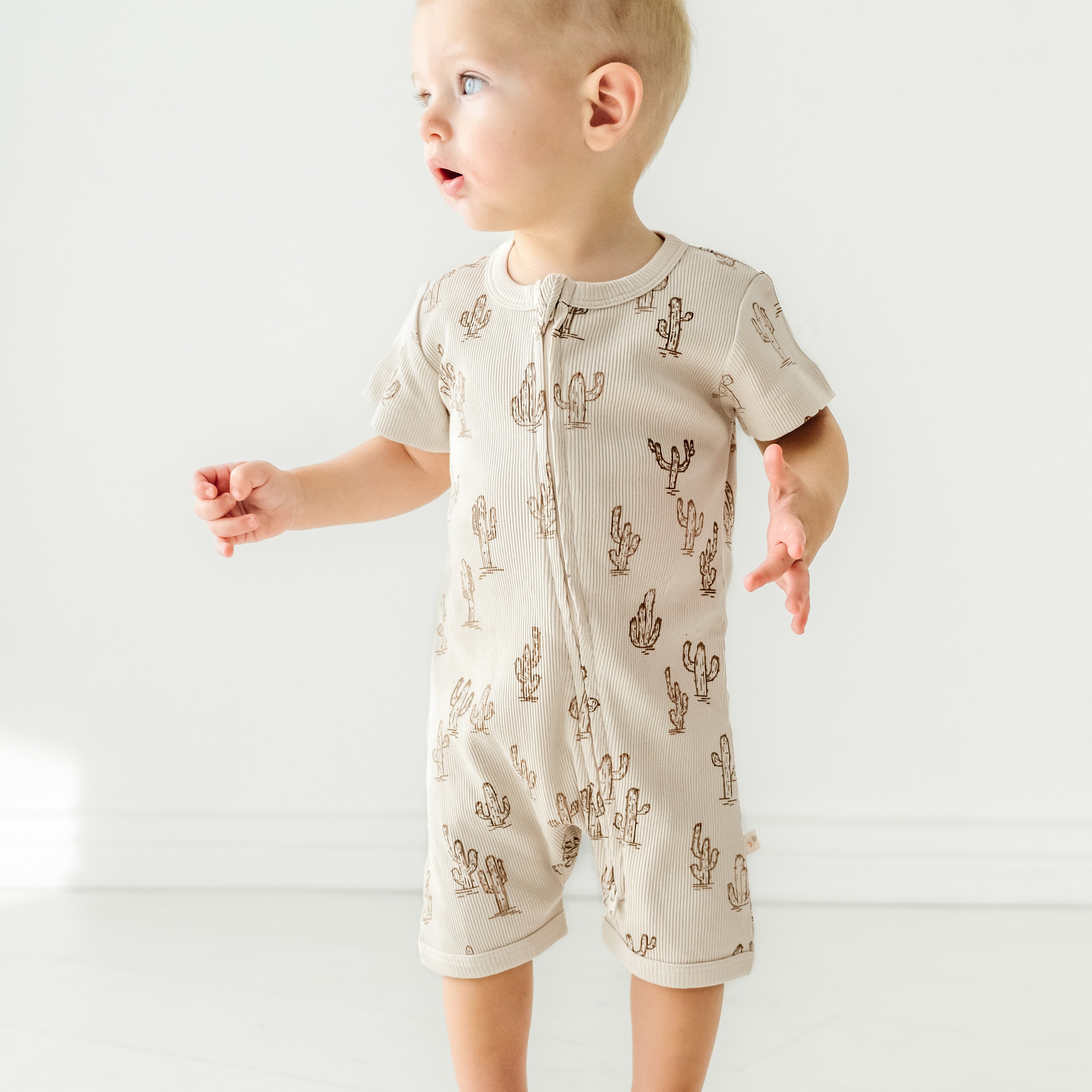 Organic Baby Short Zip Romper - Cactus Makemake Organics   