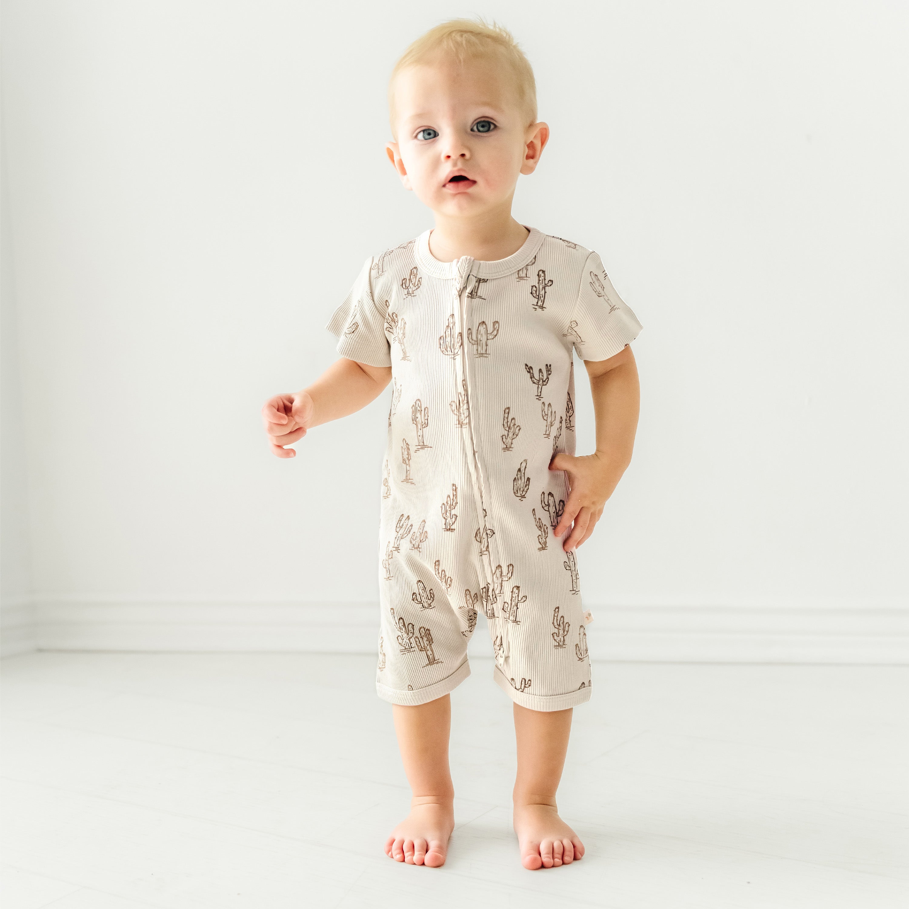 Organic Baby Short Zip Romper - Cactus Makemake Organics   