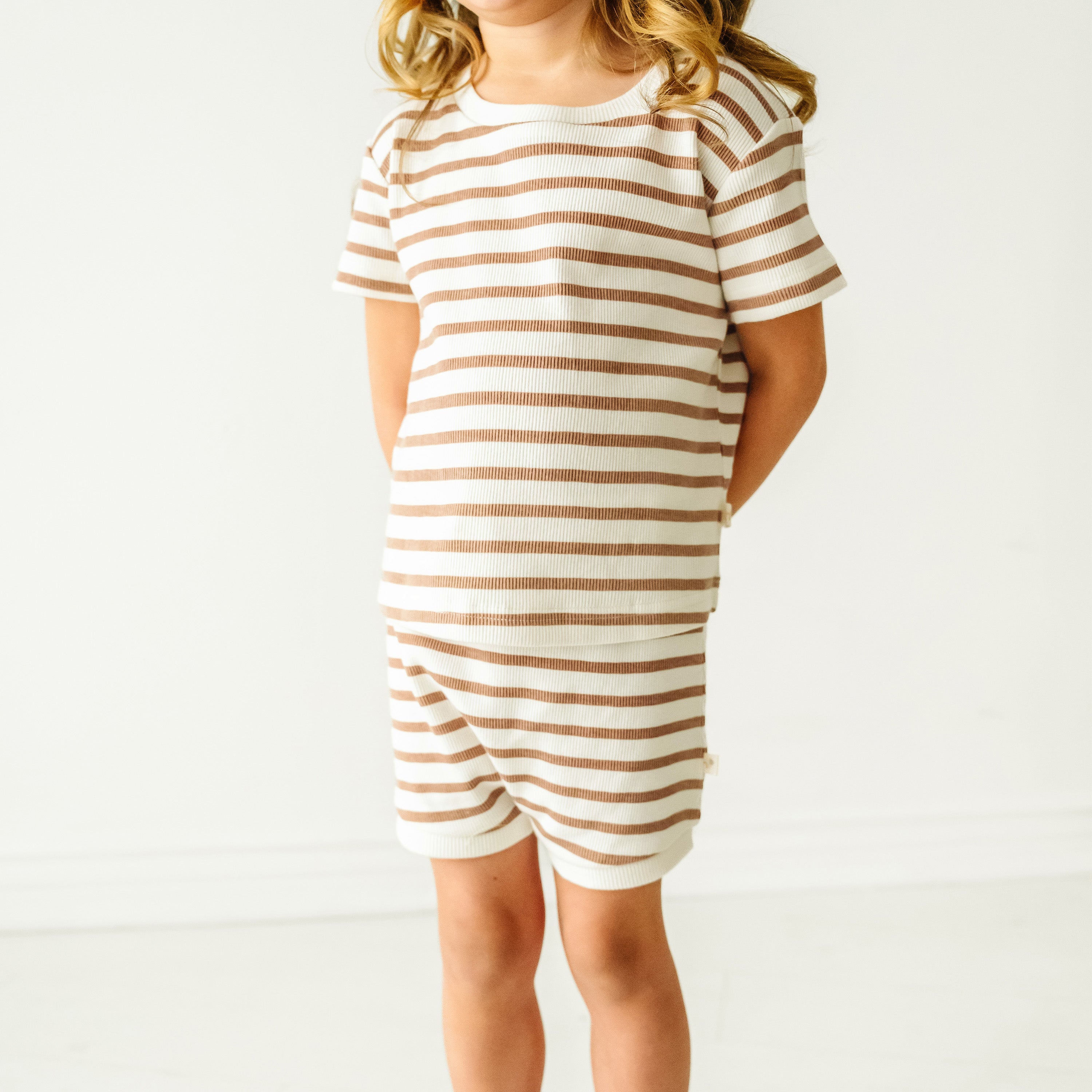 Organic Baby Toddler Tee and  Shorties Set - Stripes Makemake Organics   