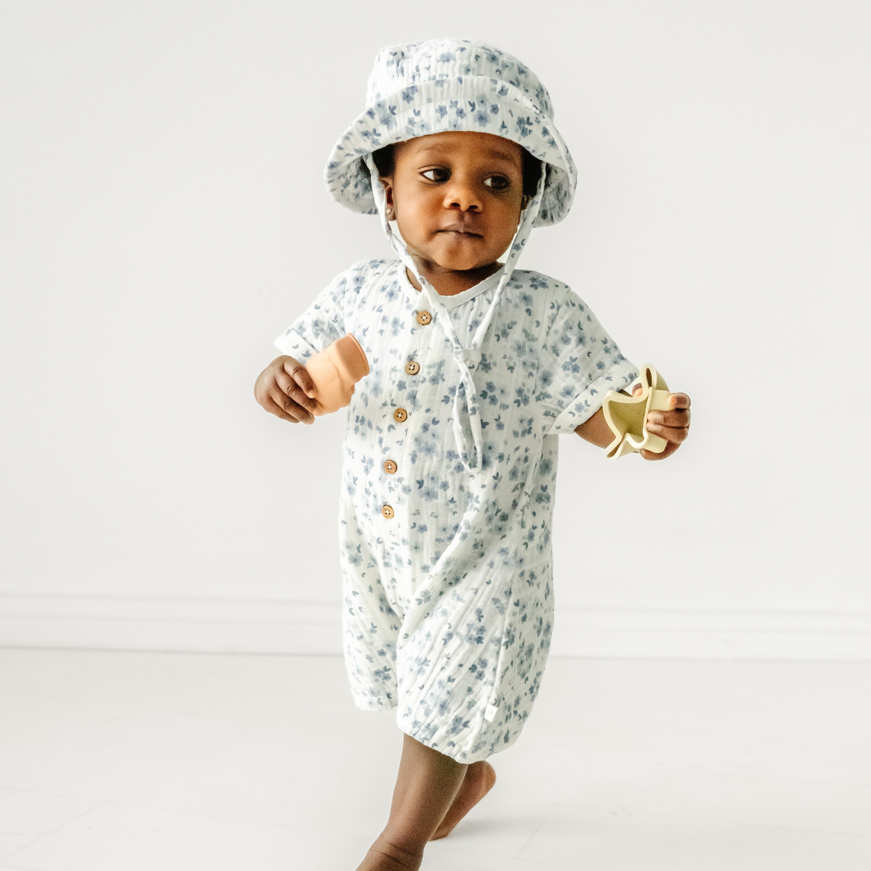 Organic Baby Short Bubble Romper - Periwinkle Makemake Organics   