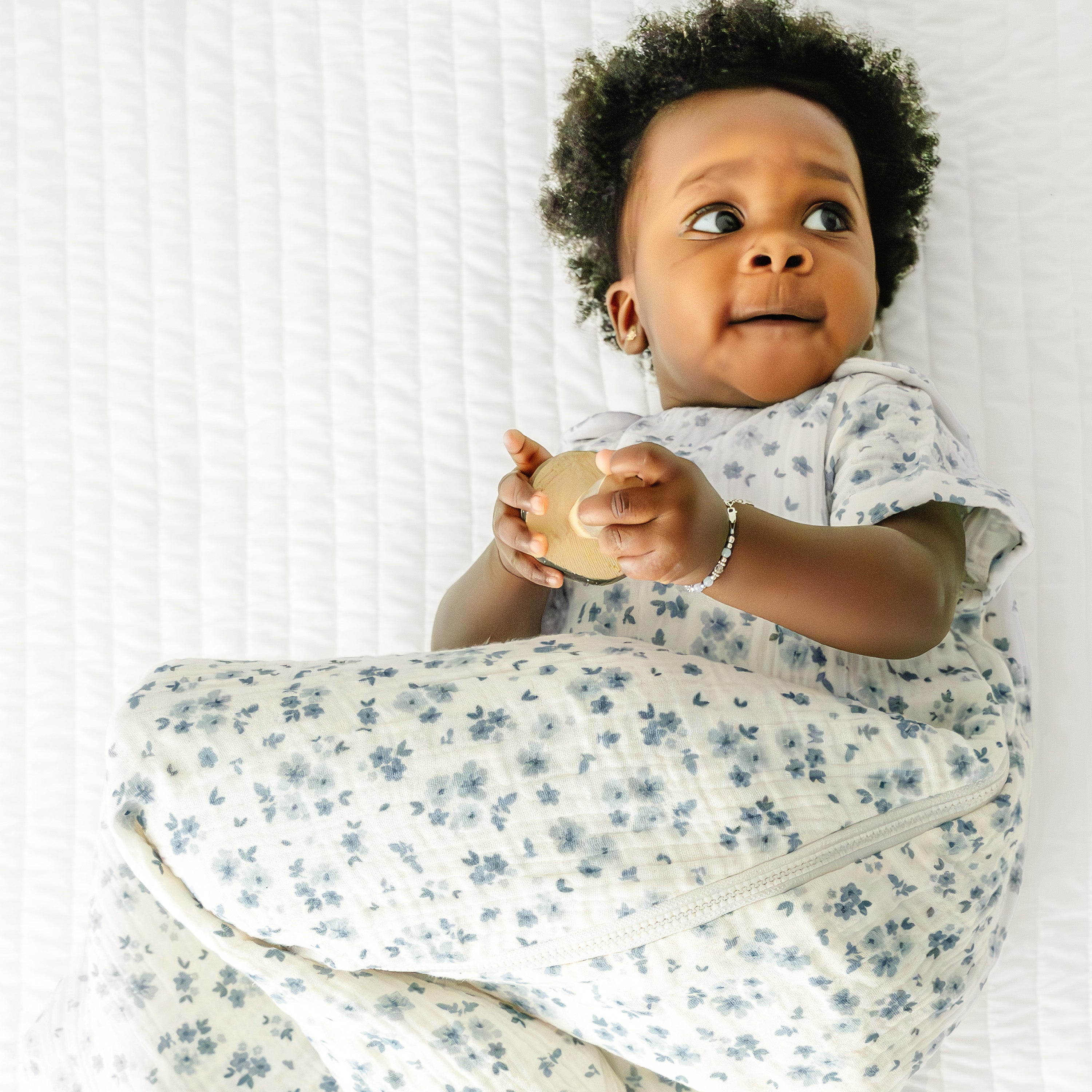 Organic Baby Sleep Sack Muslin - Periwinkle Makemake Organics   