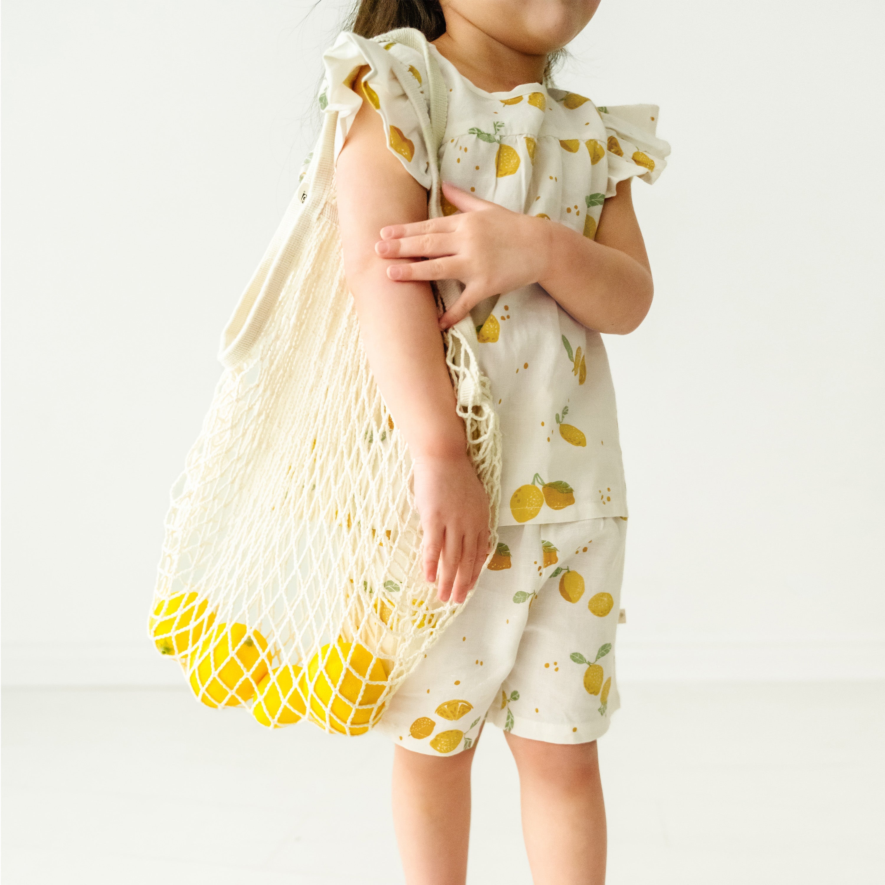 Organic Girls Flutter Top and Shorts Outfit - Citron Makemake Organics   