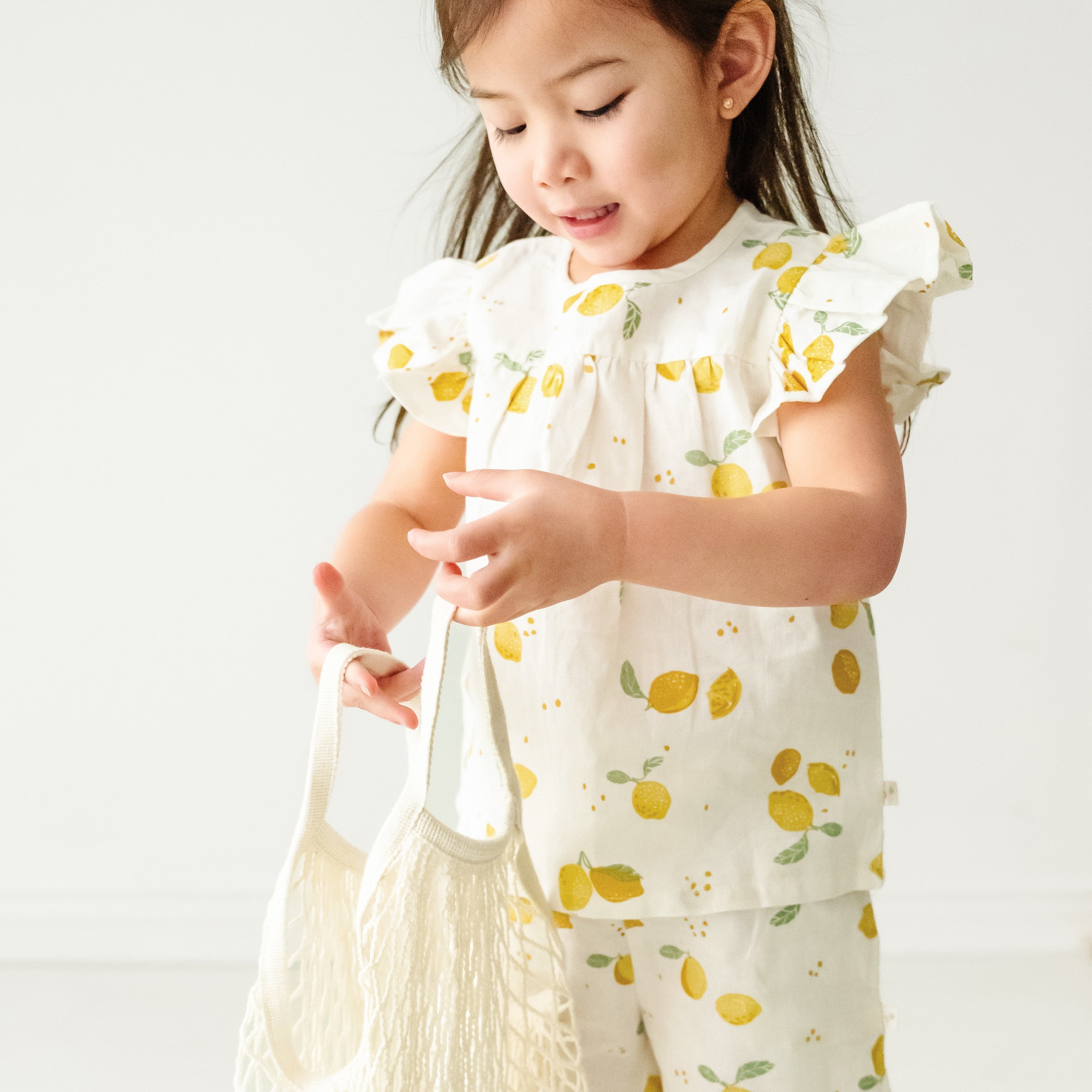 Organic Girls Flutter Top and Shorts Outfit - Citron Makemake Organics   