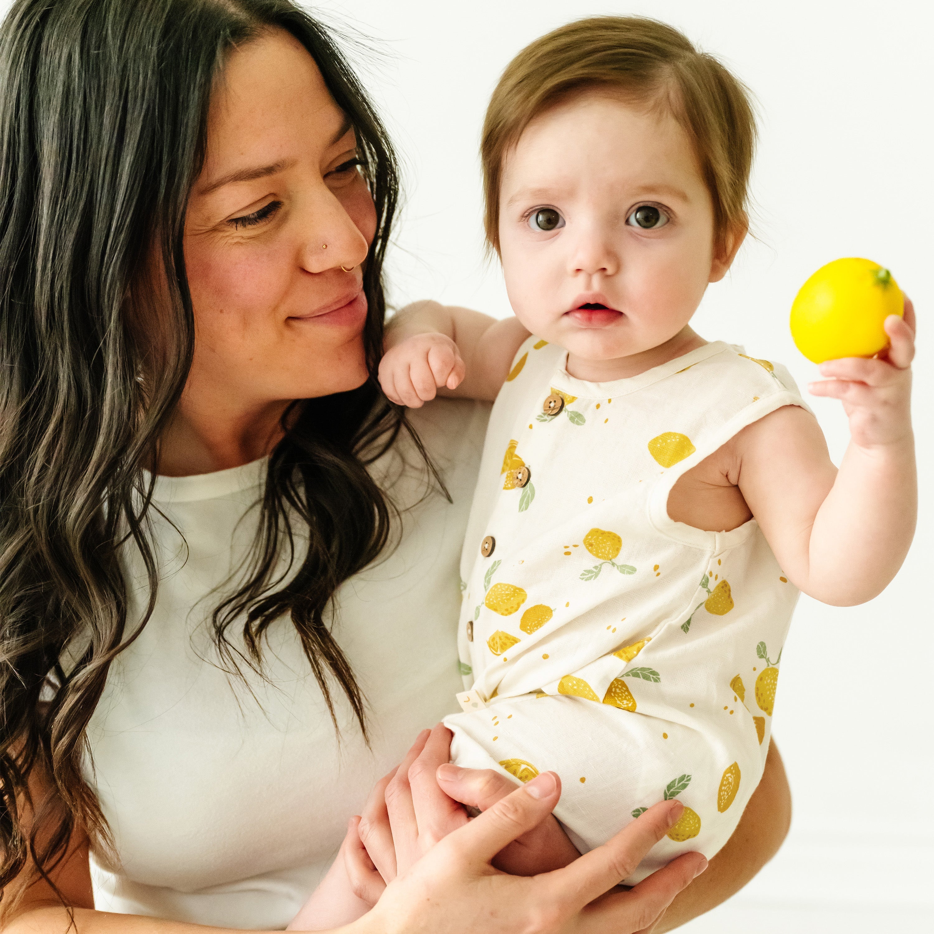 Organic Baby Sleeveless Bubble Onesie - Citron Makemake Organics   