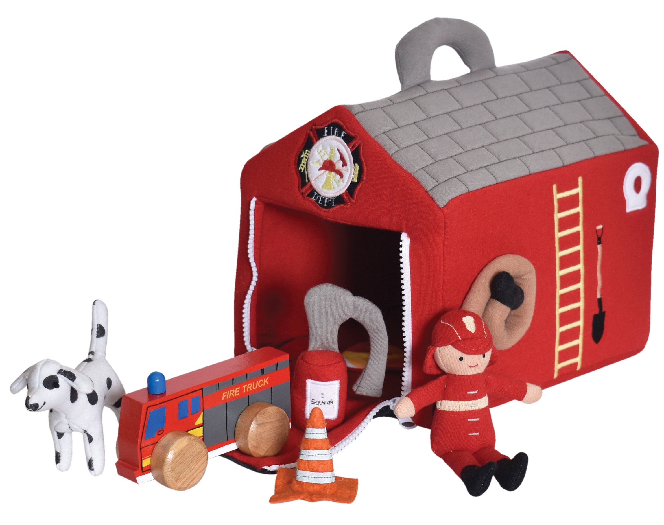 Fire Station Playset With Hat & Accessories Tikiri Toys   