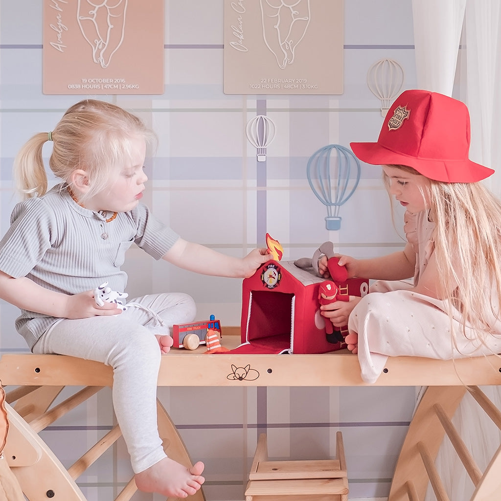 Fire Station Playset With Hat & Accessories Tikiri Toys   