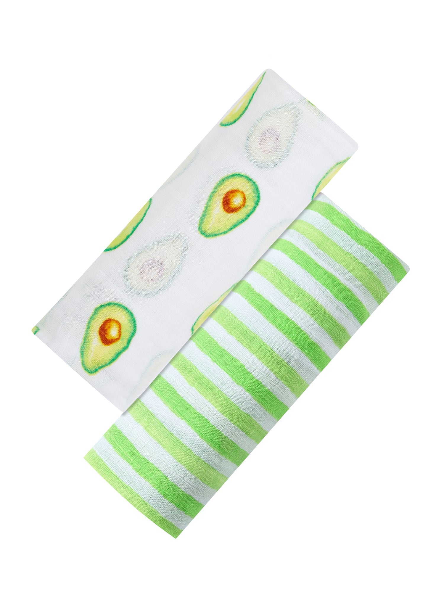 Organic Swaddle Set - Avocuddles (Avocado + Lime Green Stripes) Malabar Baby   