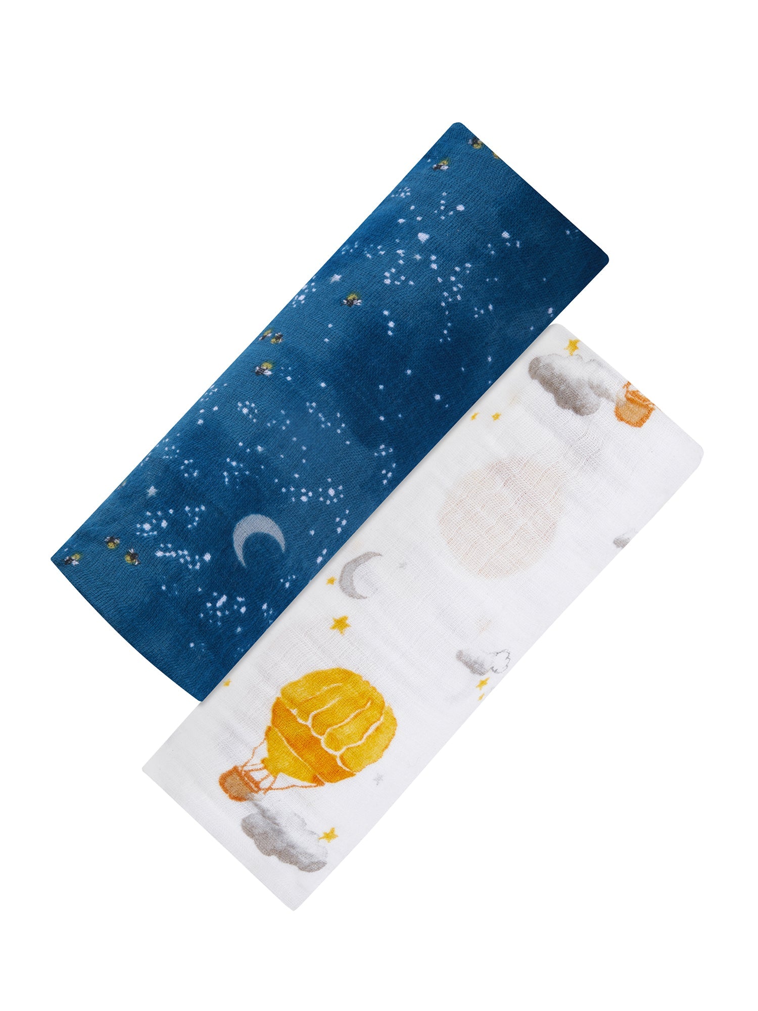 Organic Swaddle Set - Fly Me to the Moon (Starry Night & Hot Air Balloon) Malabar Baby   