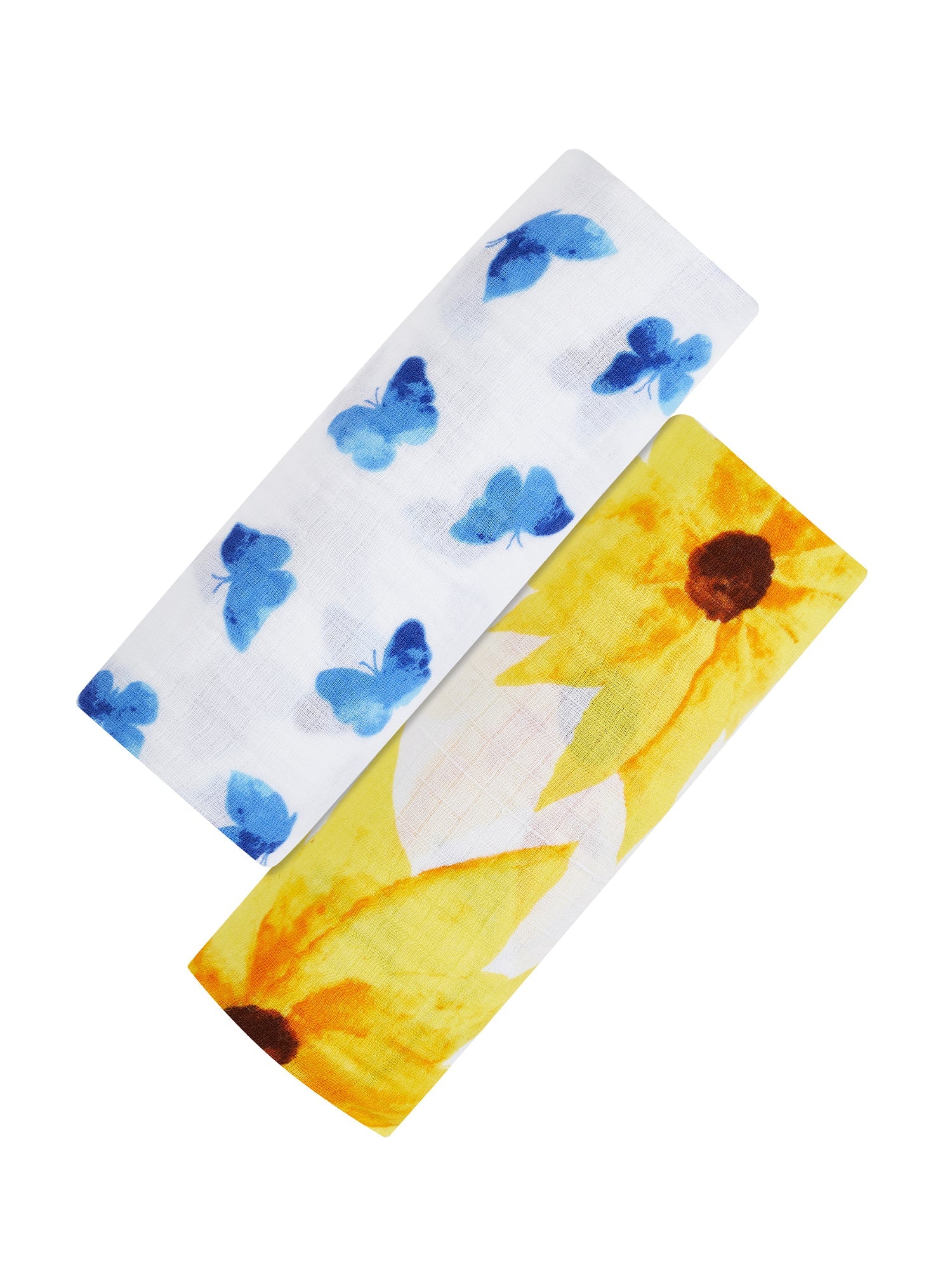 Organic Swaddle Set - Glowing Garden (Sunflower & Blue Butterfly) Malabar Baby   