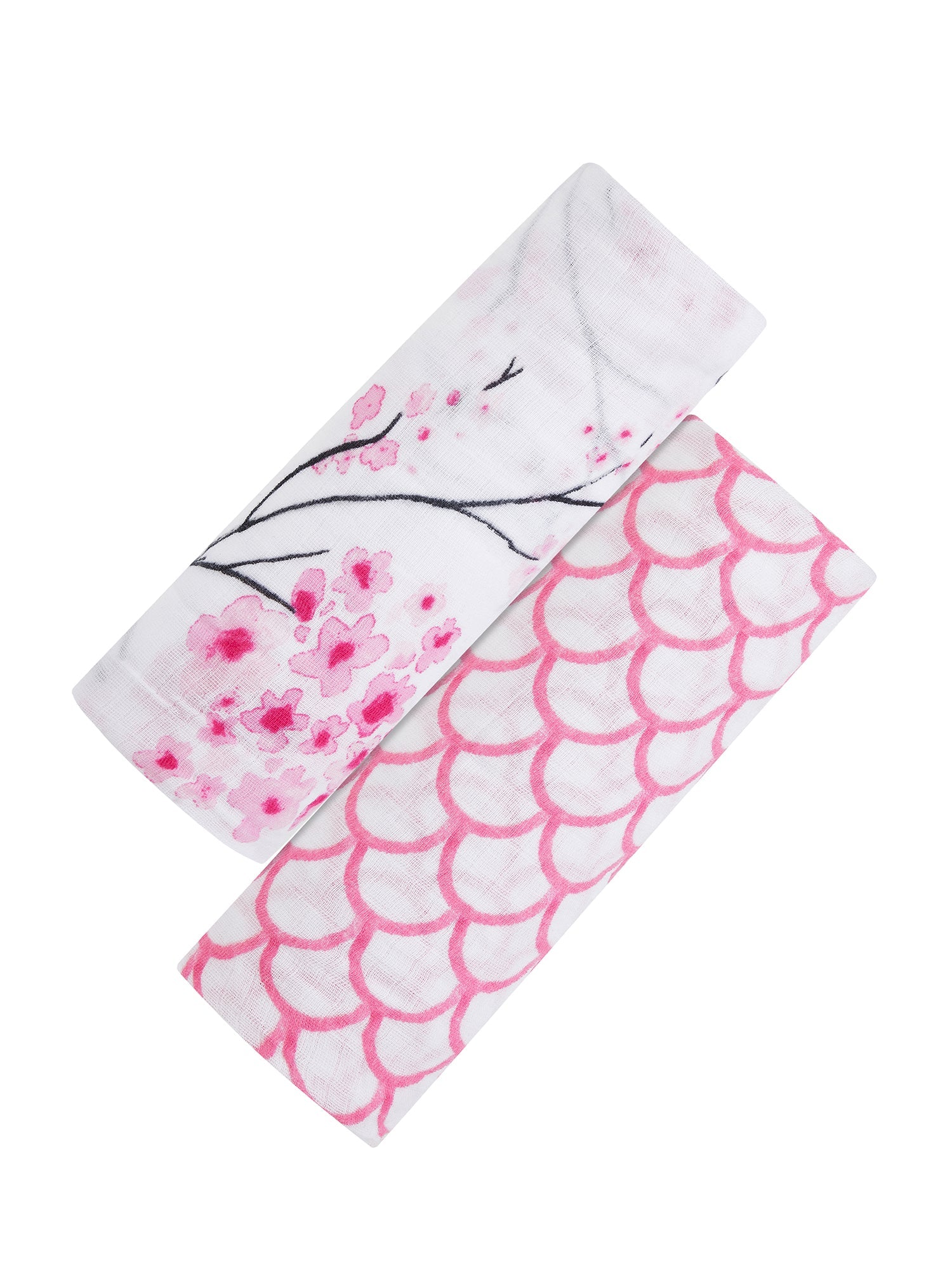 Organic Swaddle Set - Sakura (Cherry Blossom & Pink Stripe) Malabar Baby   