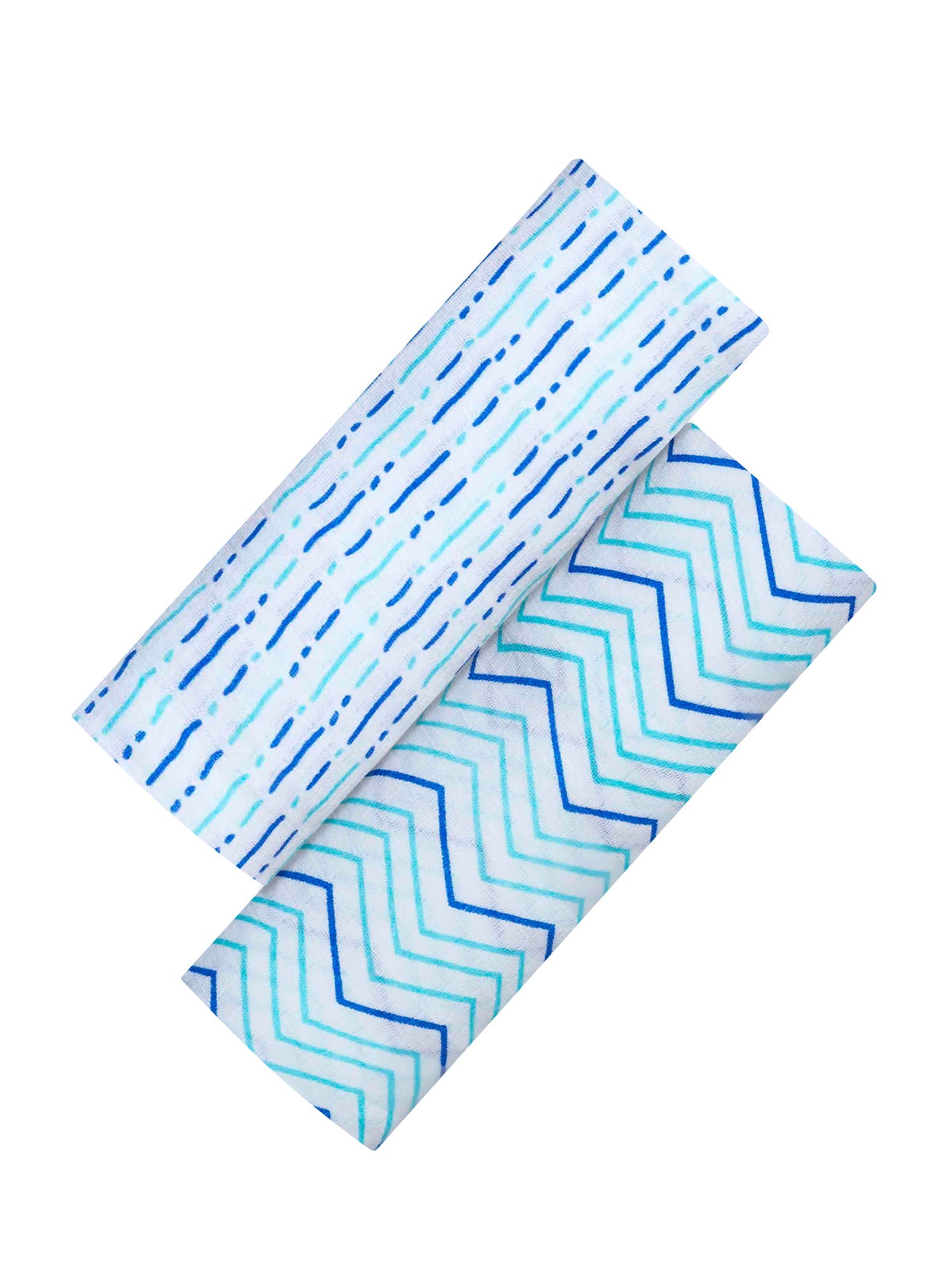 Organic Swaddle Set - Shades of Blue (Chevron & Dotty) Malabar Baby   