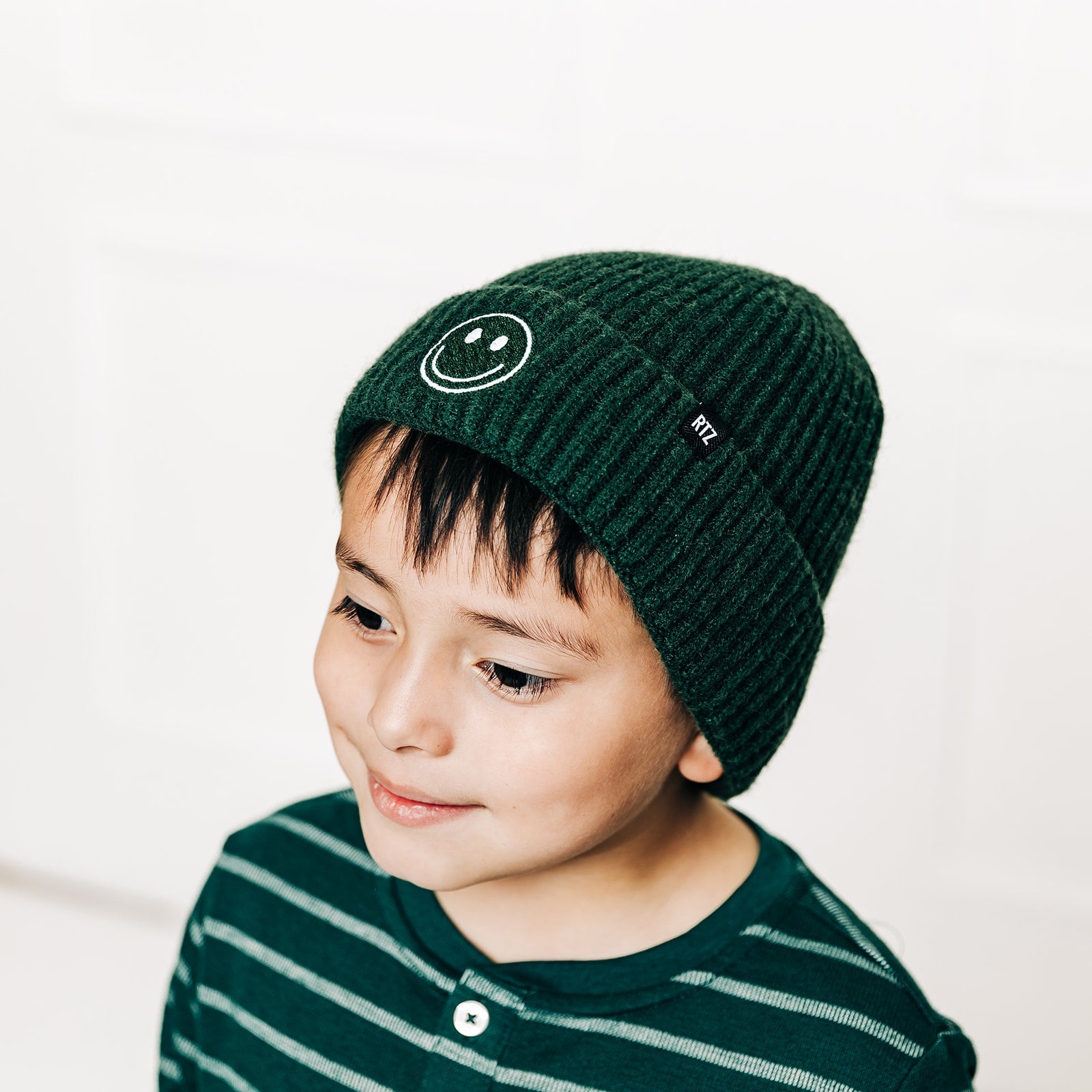 Forest Green Smiley Beanie Rey to Z   