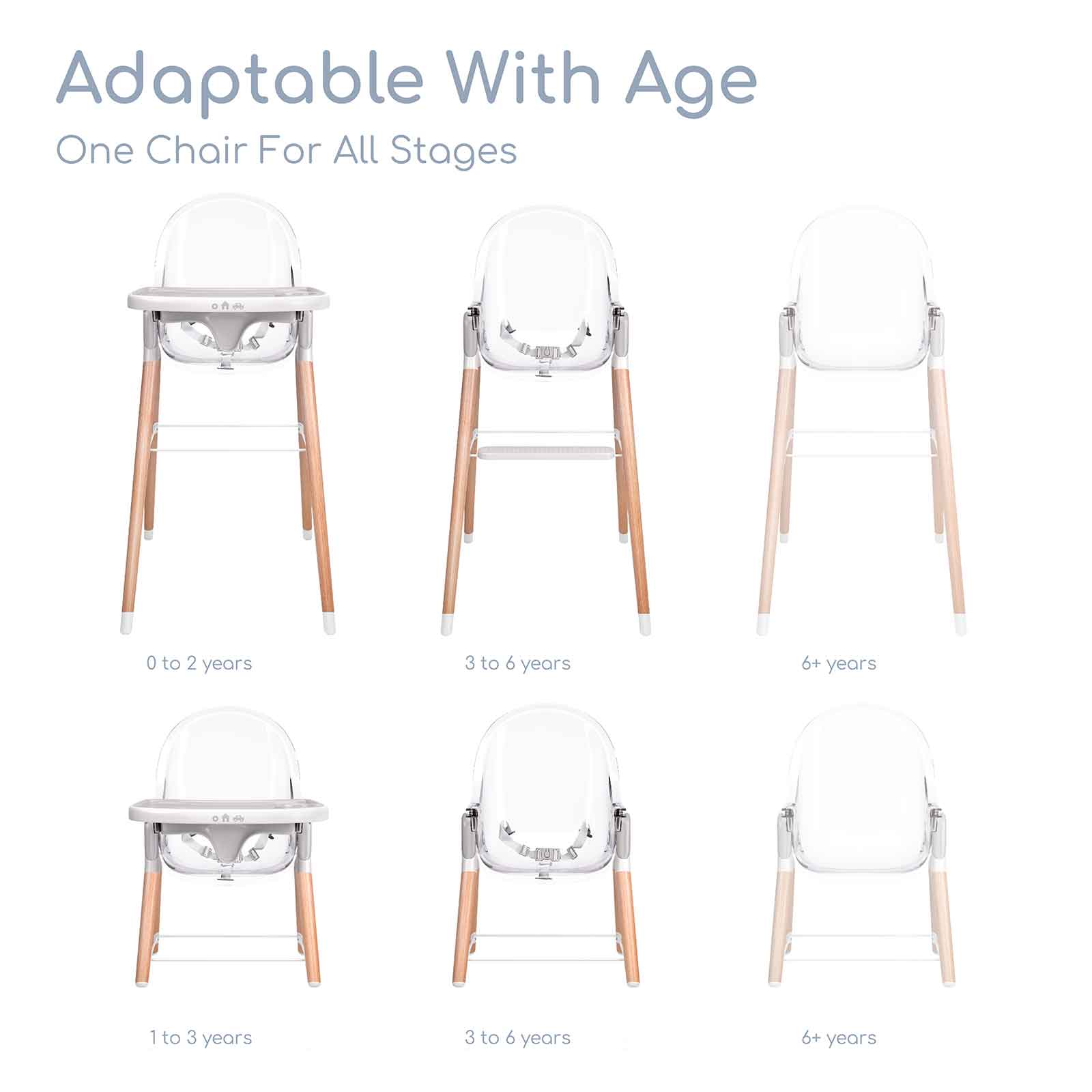 Children of Design 6 in 1 Classic High Chair With Cushion Children of Design   