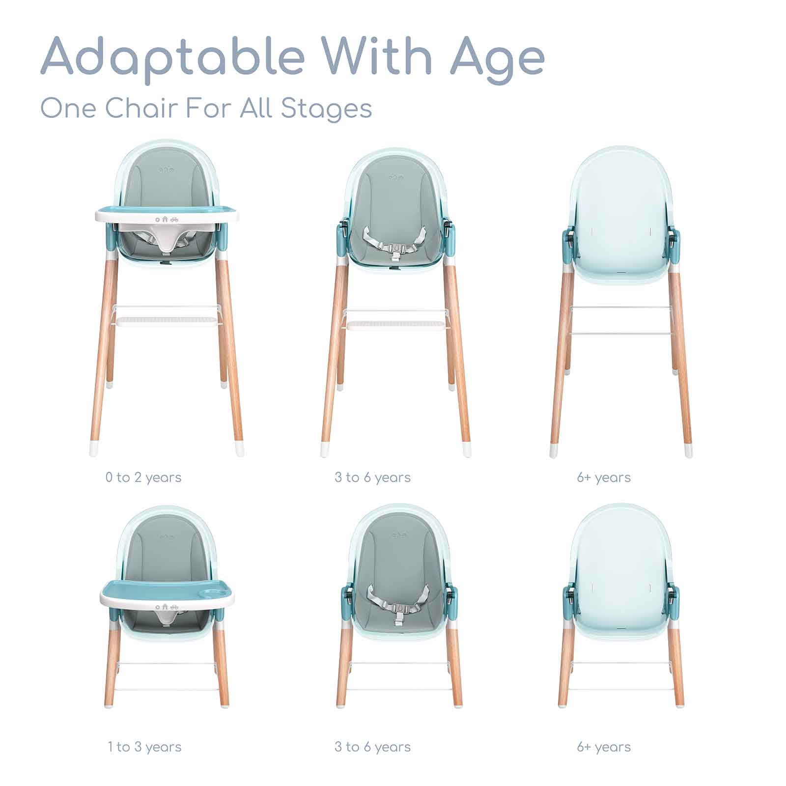 Children of Design 6 in 1 Classic High Chair With Cushion Children of Design   