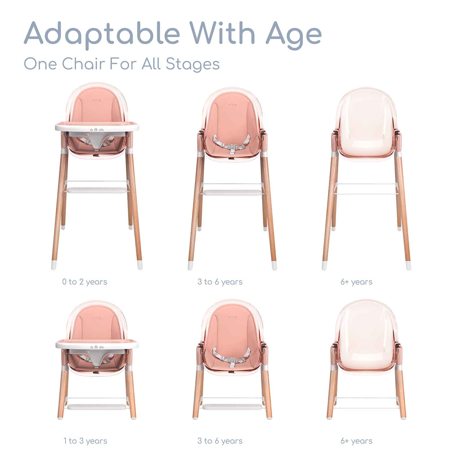 Children of Design 6 in 1 Classic High Chair With Cushion Children of Design   