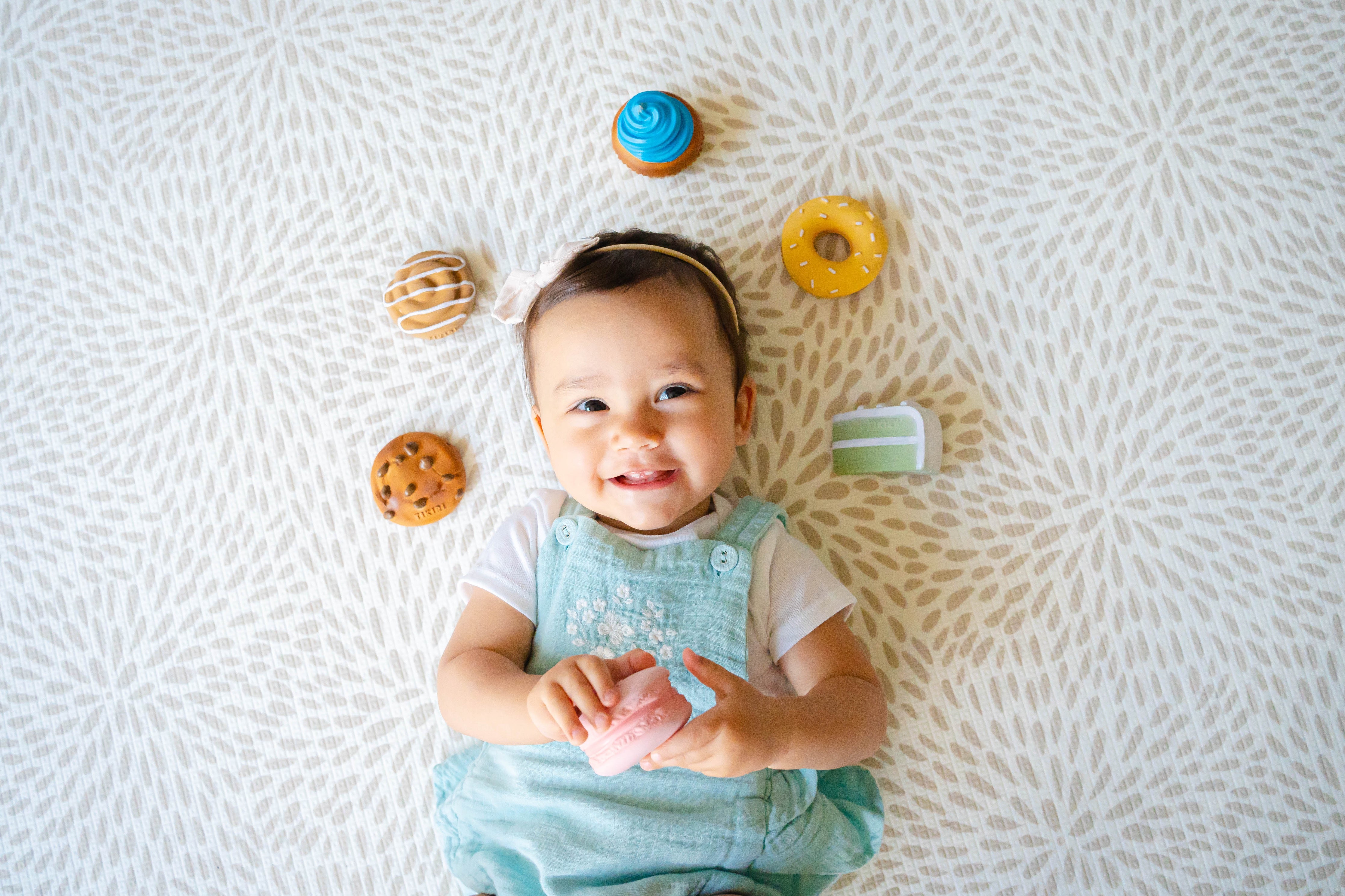 Cookie Natural Rubber Teether, Rattle & Pretend Play Tikiri Toys   