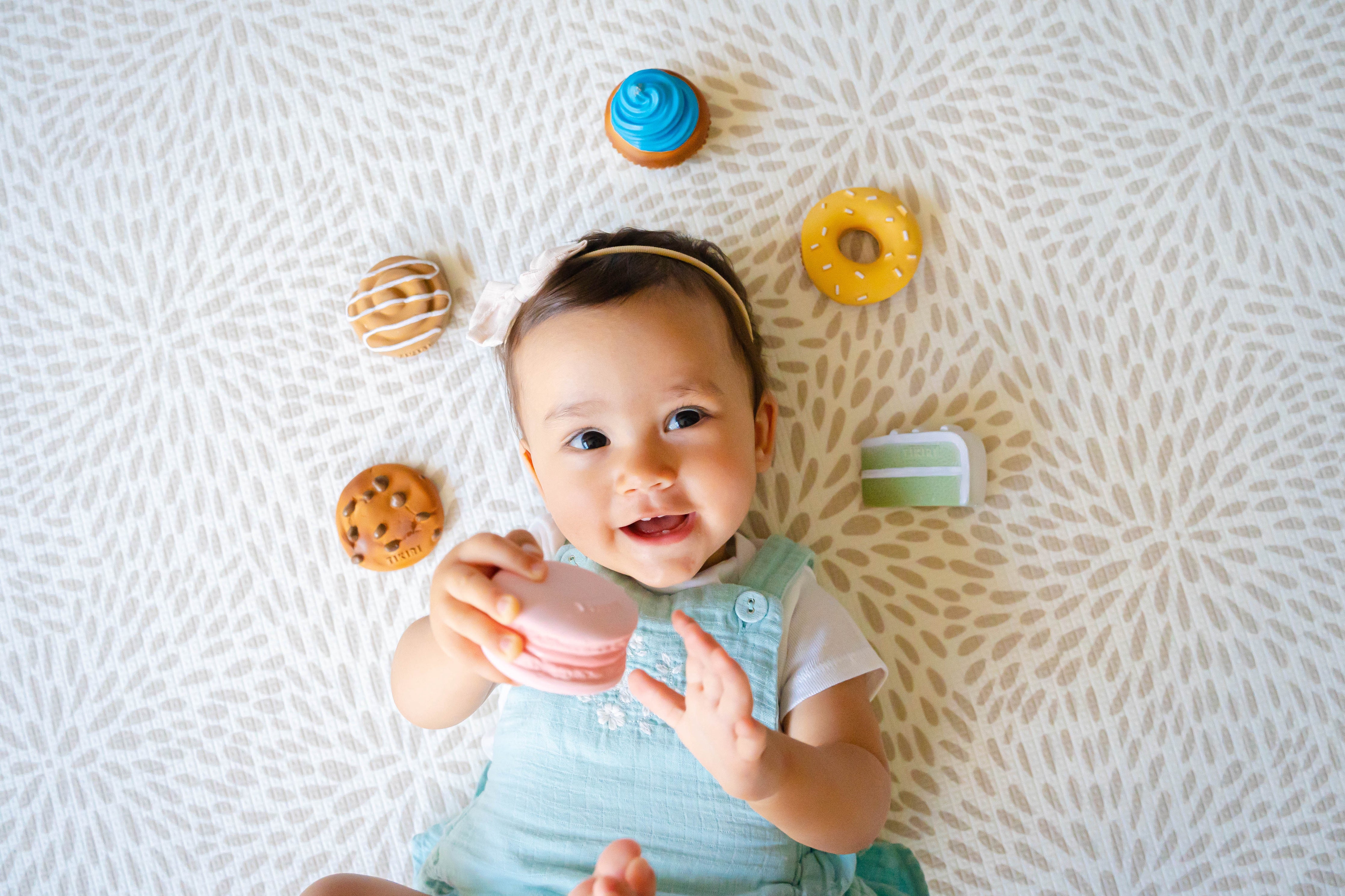 Cupcake Natural Rubber Teether, Rattle & Pretend Play Tikiri Toys   