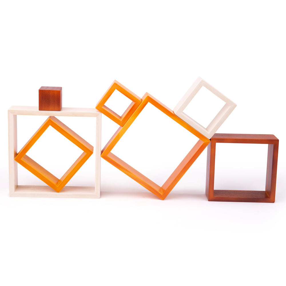 Natural Wooden Stacking Squares Bigjigs Toys   